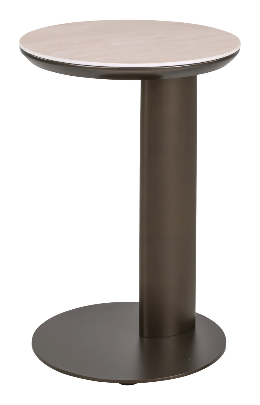 Richmond Interiors Richmond Laptoptafel Ritz Travertinlook, &Oslash;40cm - Bruin - Rond