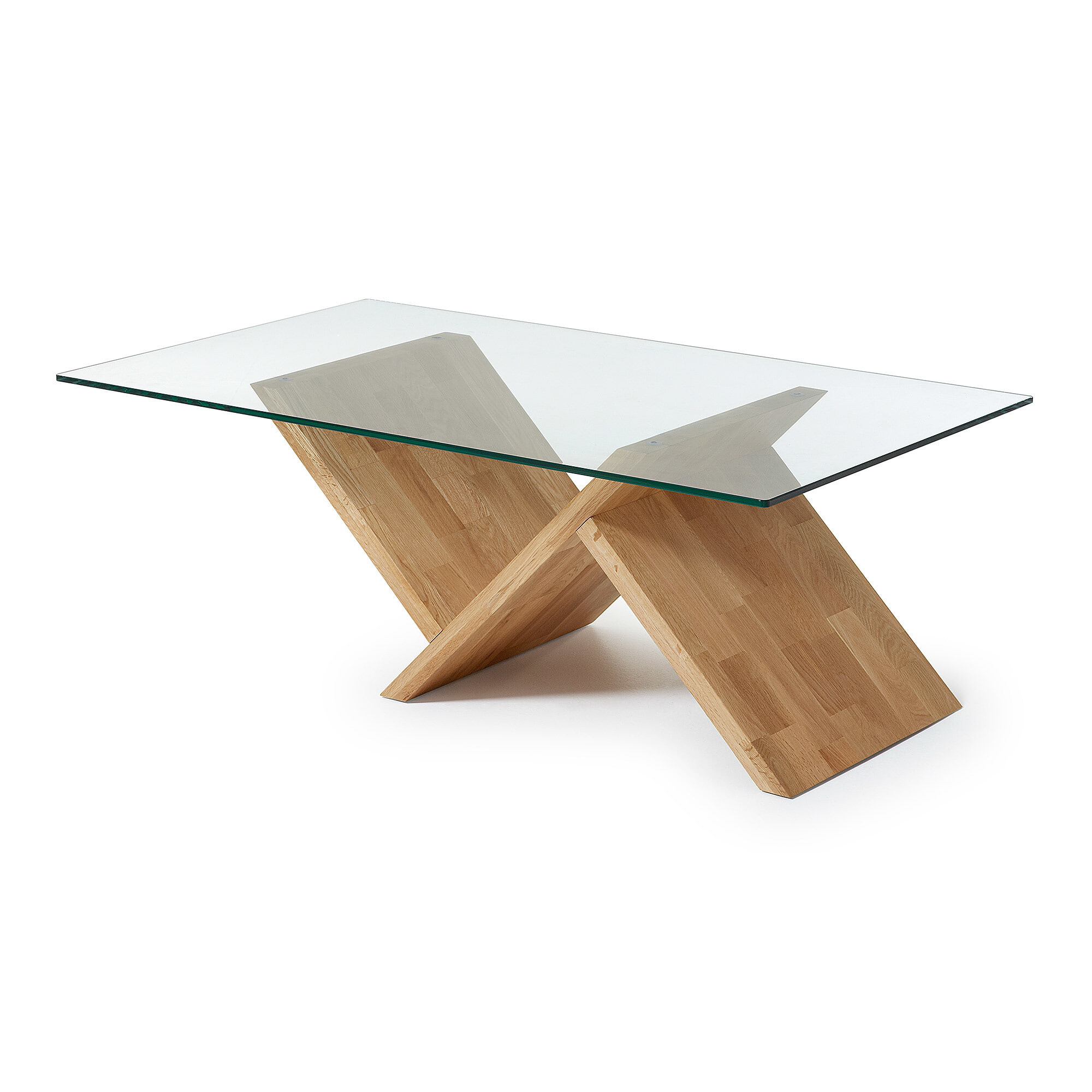 Kave Home Salontafel 'Waley' Eiken met glasplaat, 120 x 70cm
