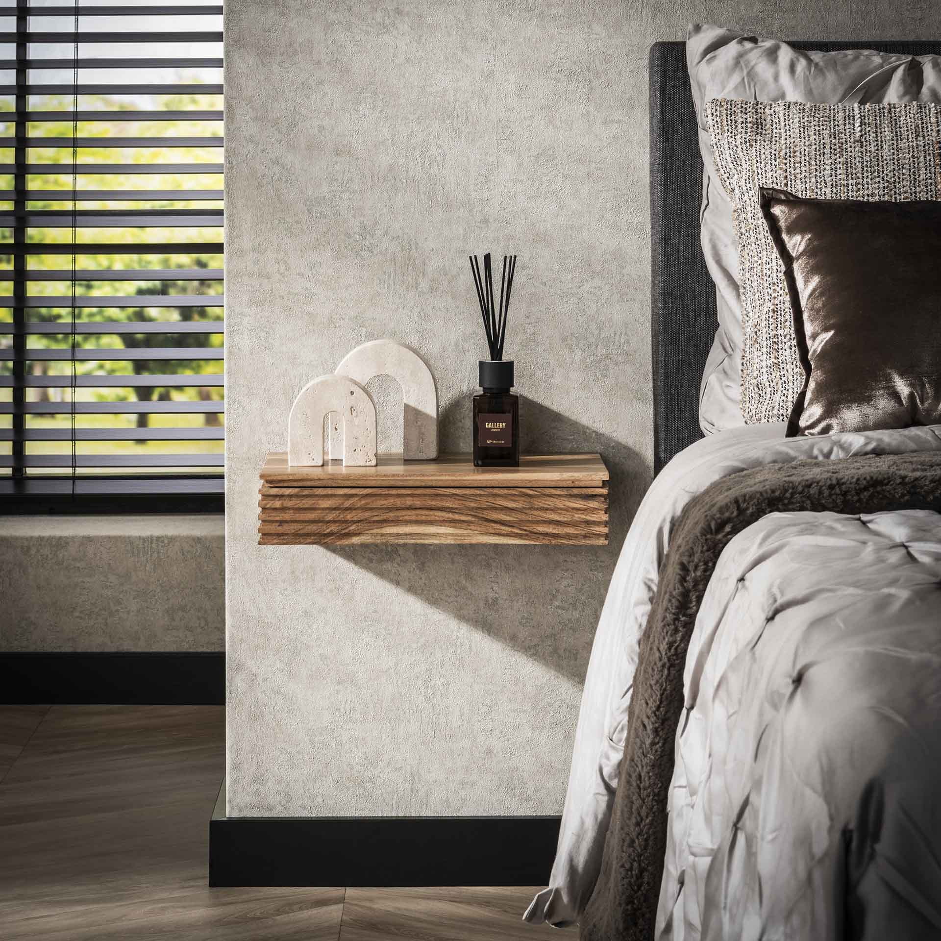 LifestyleFurn Zwevend Nachtkastje 'Tamia' 40cm breed, Acaciahout, Set van 2 stuks