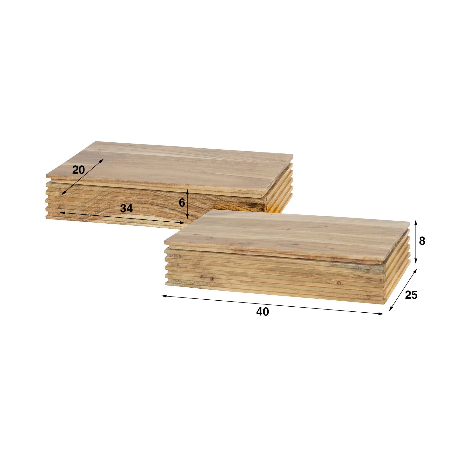 LifestyleFurn Zwevend Nachtkastje 'Tamia' 40cm breed, Acaciahout, Set van 2 stuks