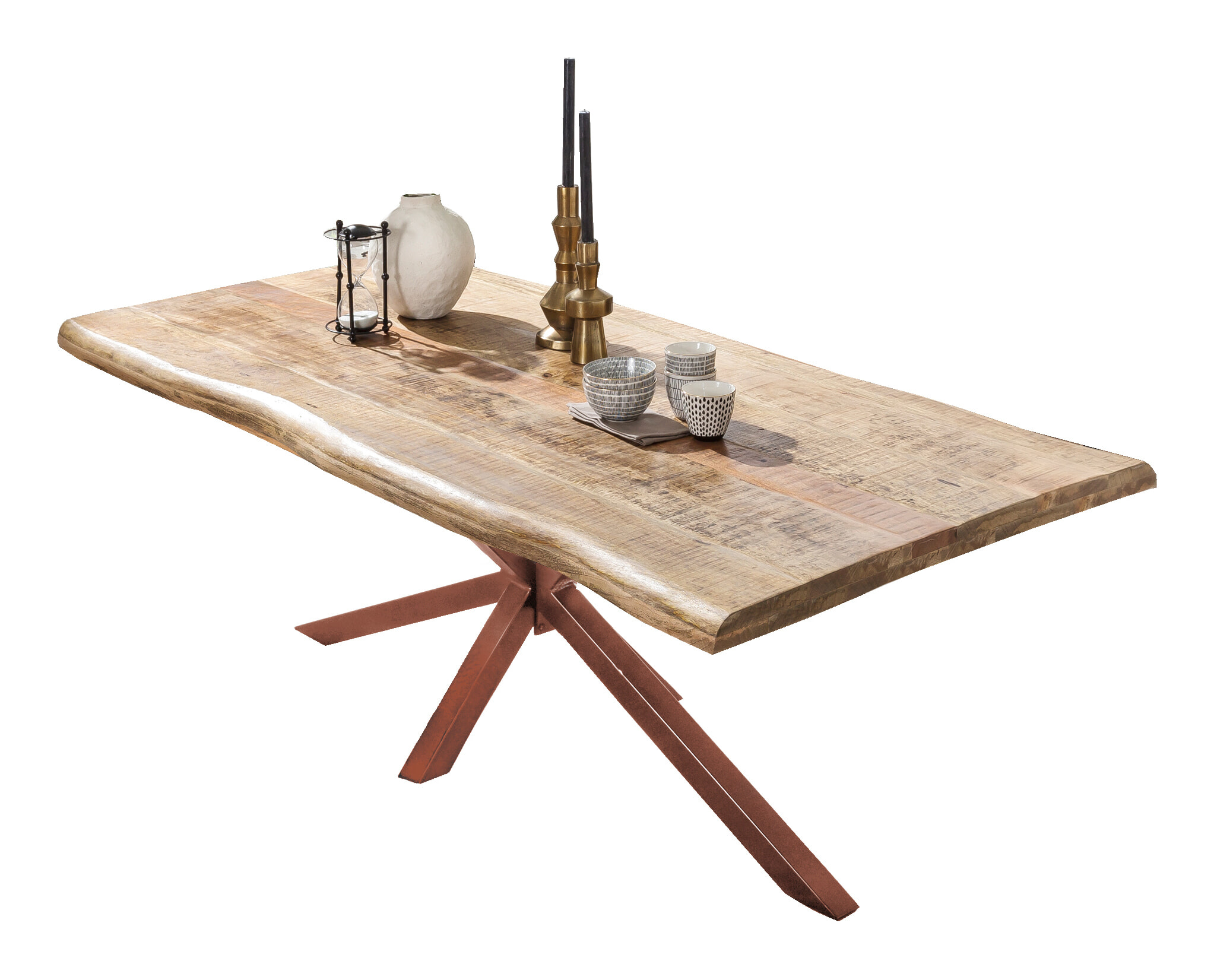 Artistiq Boomstam Eettafel 'Rochelle' Mangohout, 220 x 100cm, kleur Bruin