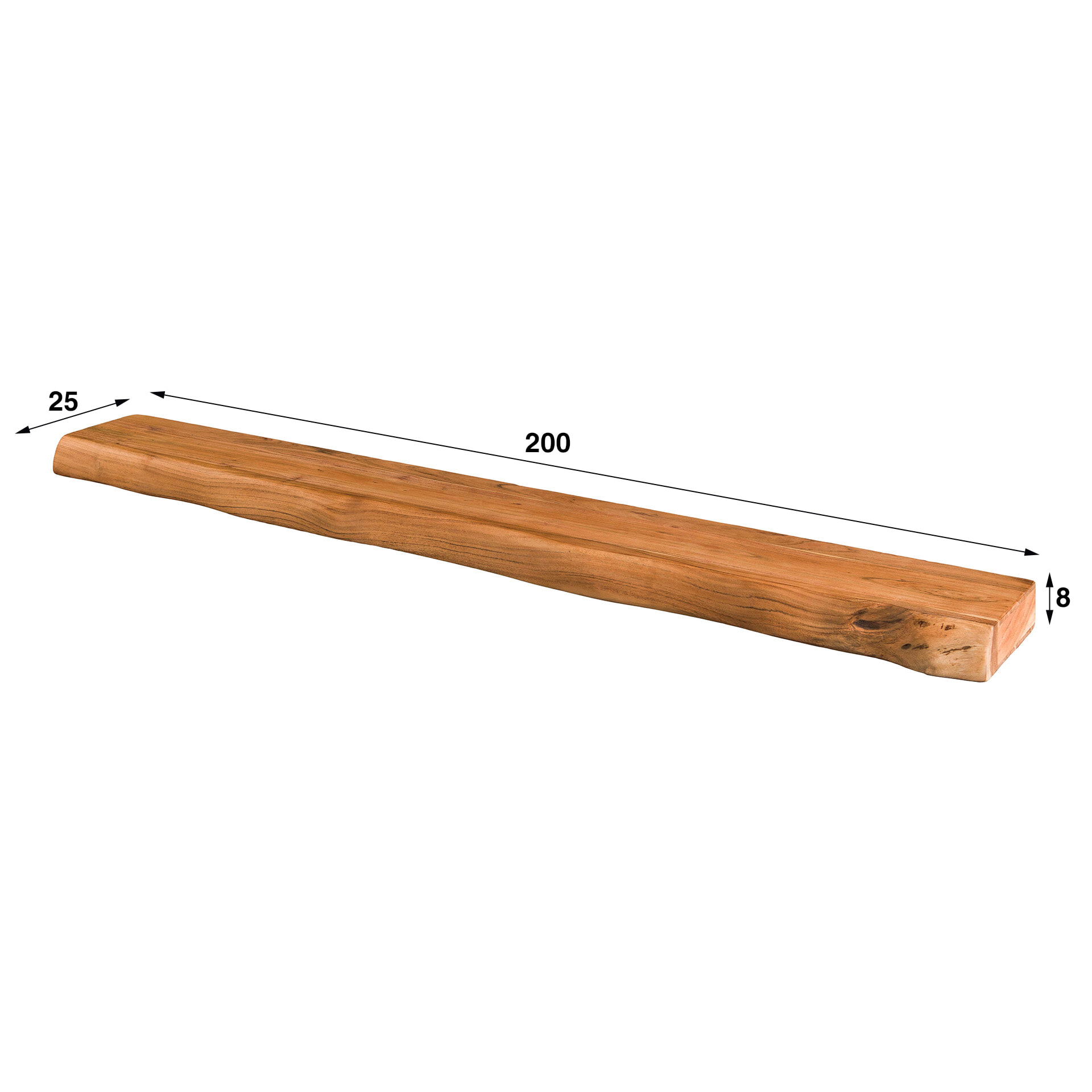 LifestyleFurn Wandplank/TV-meubel 'Mac' Acaciahout, 200cm