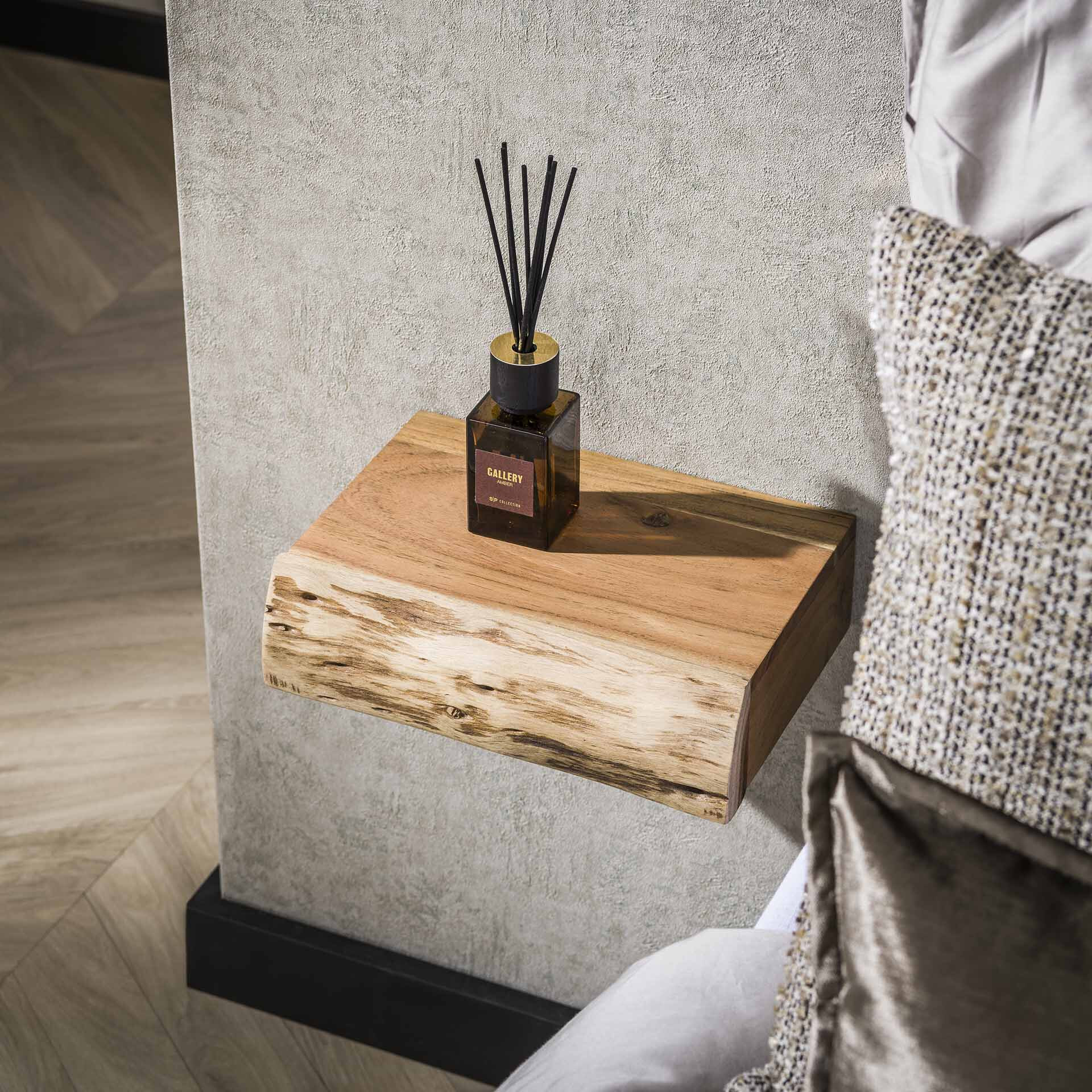 LifestyleFurn Zwevend Nachtkastje 'Hind' Met 1 lade, Acaciahout, Set van 2 stuks