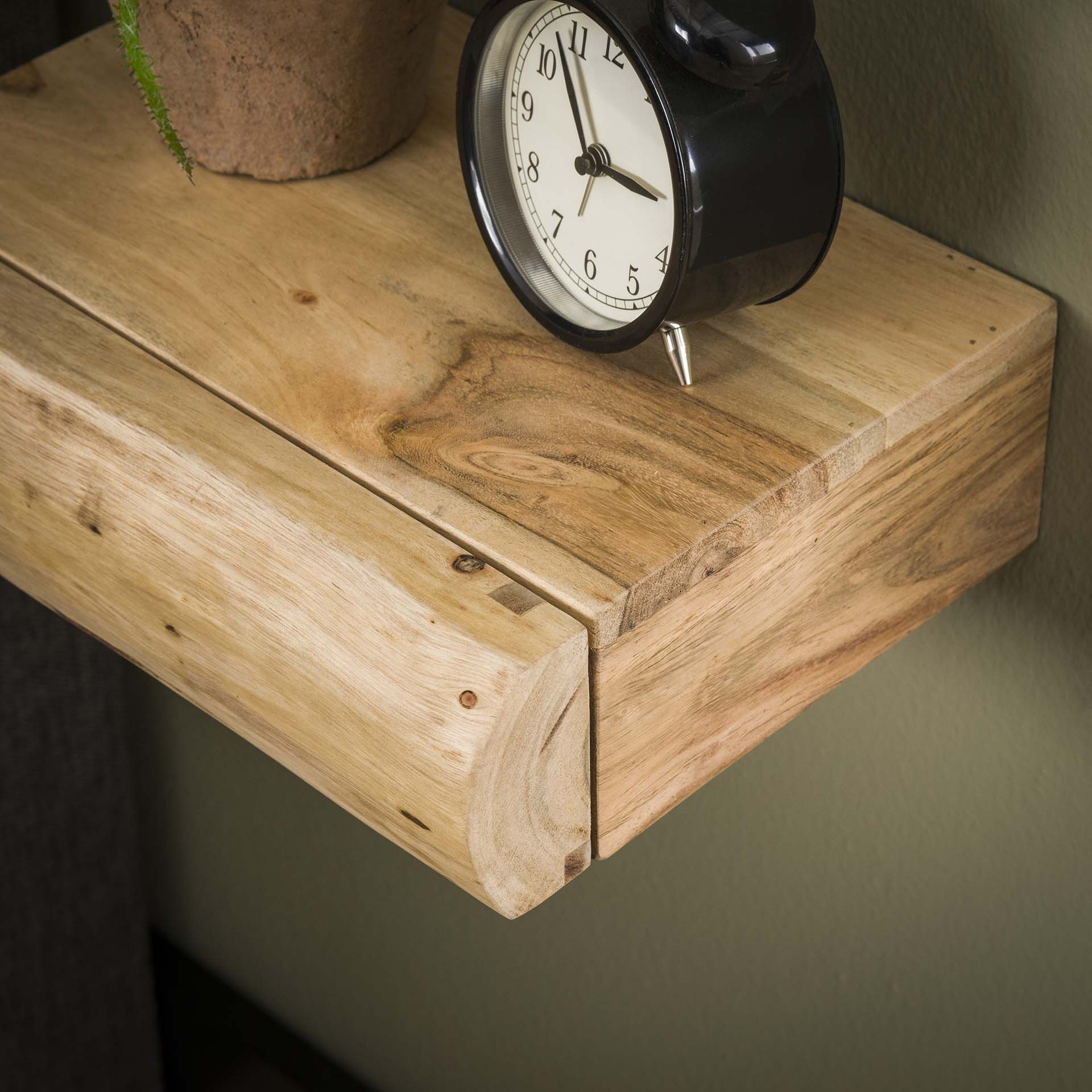 LifestyleFurn Zwevend Nachtkastje 'Hind' XS, Met 1 lade, Acaciahout, Set van 2 stuks