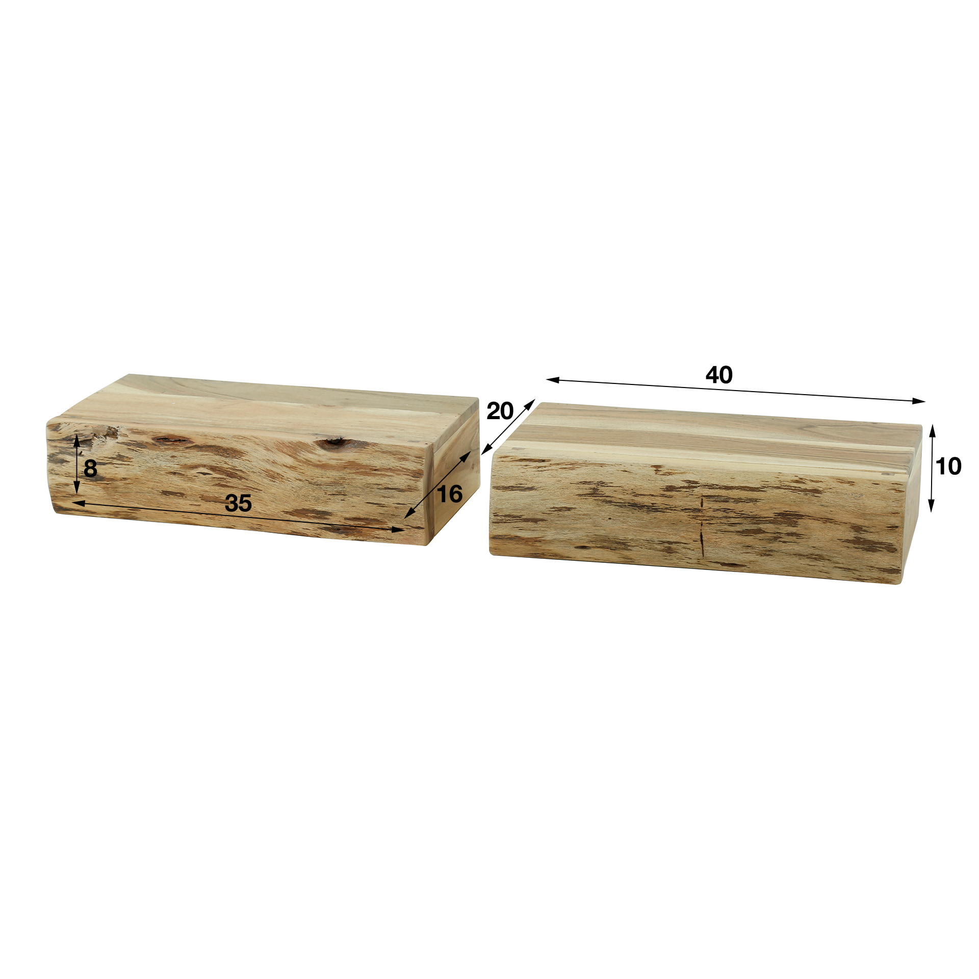 LifestyleFurn Zwevend Nachtkastje 'Hind' Large, Met 1 lade, Acaciahout, Set van 2 stuks