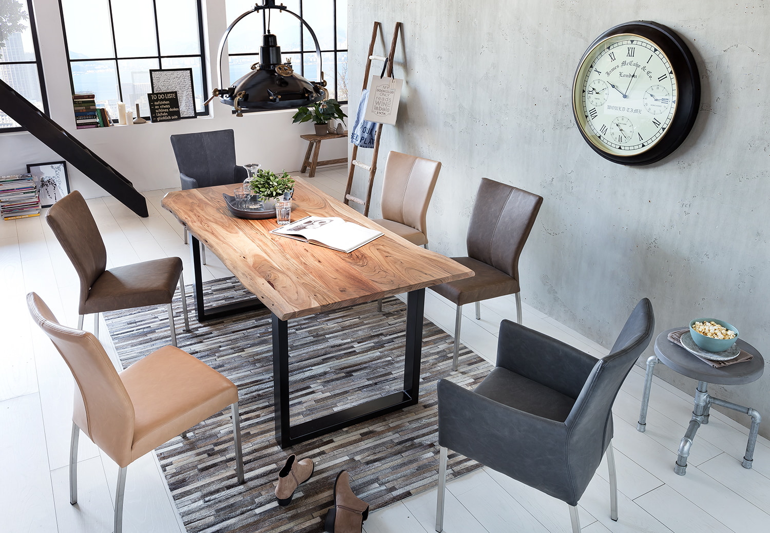 Artistiq Eettafel 'Tirza' Boomstamblad, 200 x 100cm, Pootkleur zwart