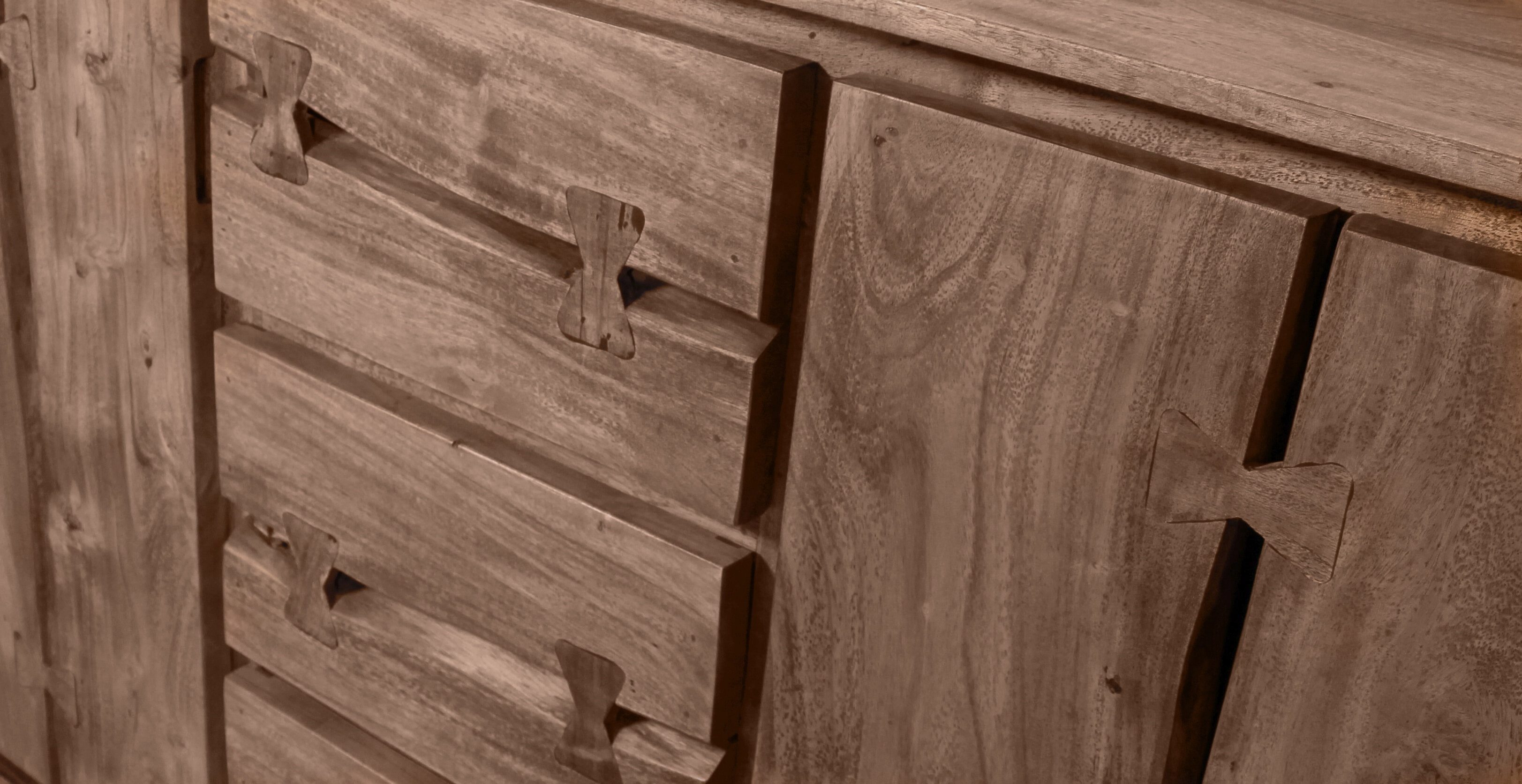 Artistiq Dressoir 'Live Edge' Acaciahout en metaal, 140cm