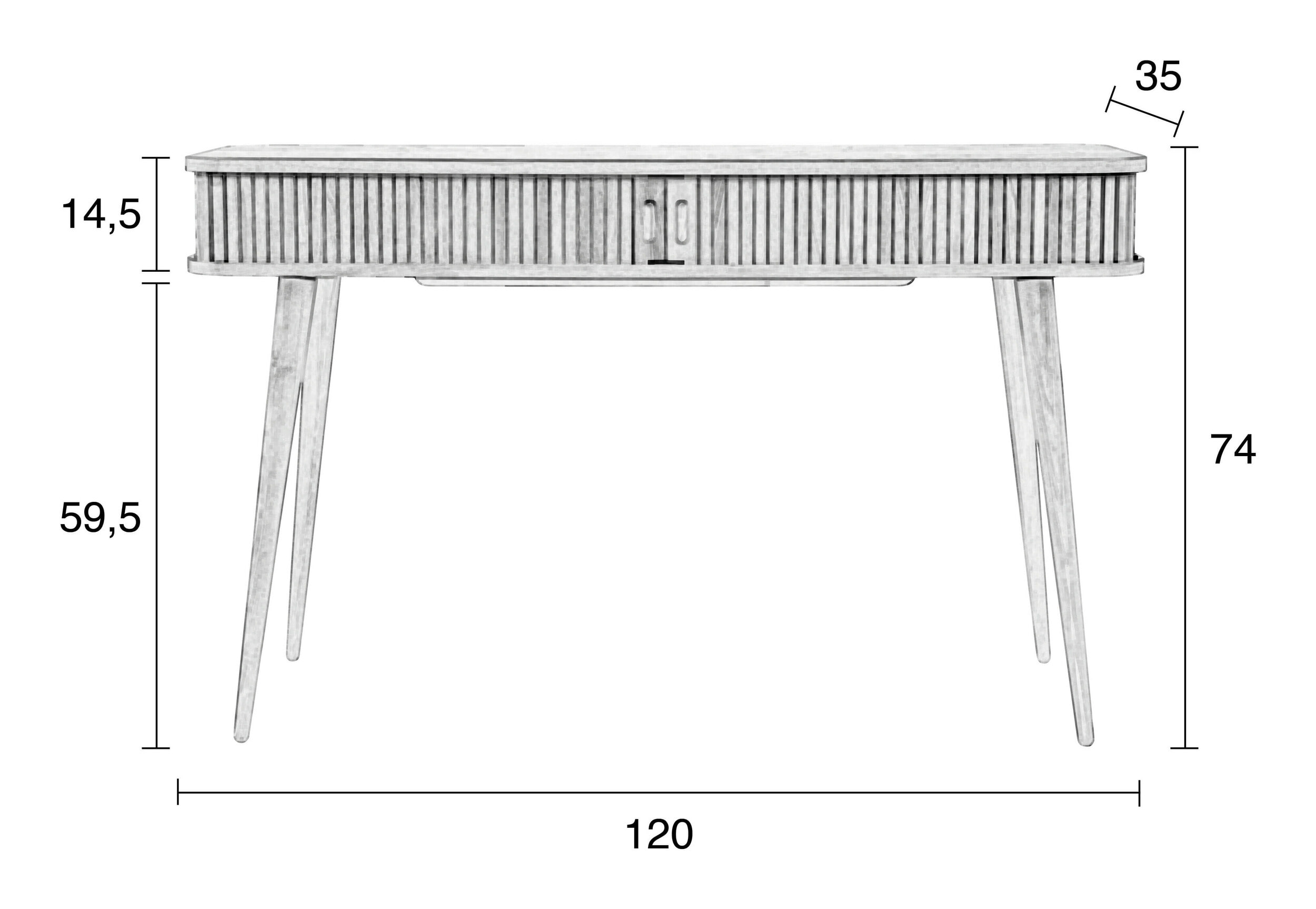 Zuiver Sidetable 'Barbier' Essenhout, 120cm, kleur Naturel