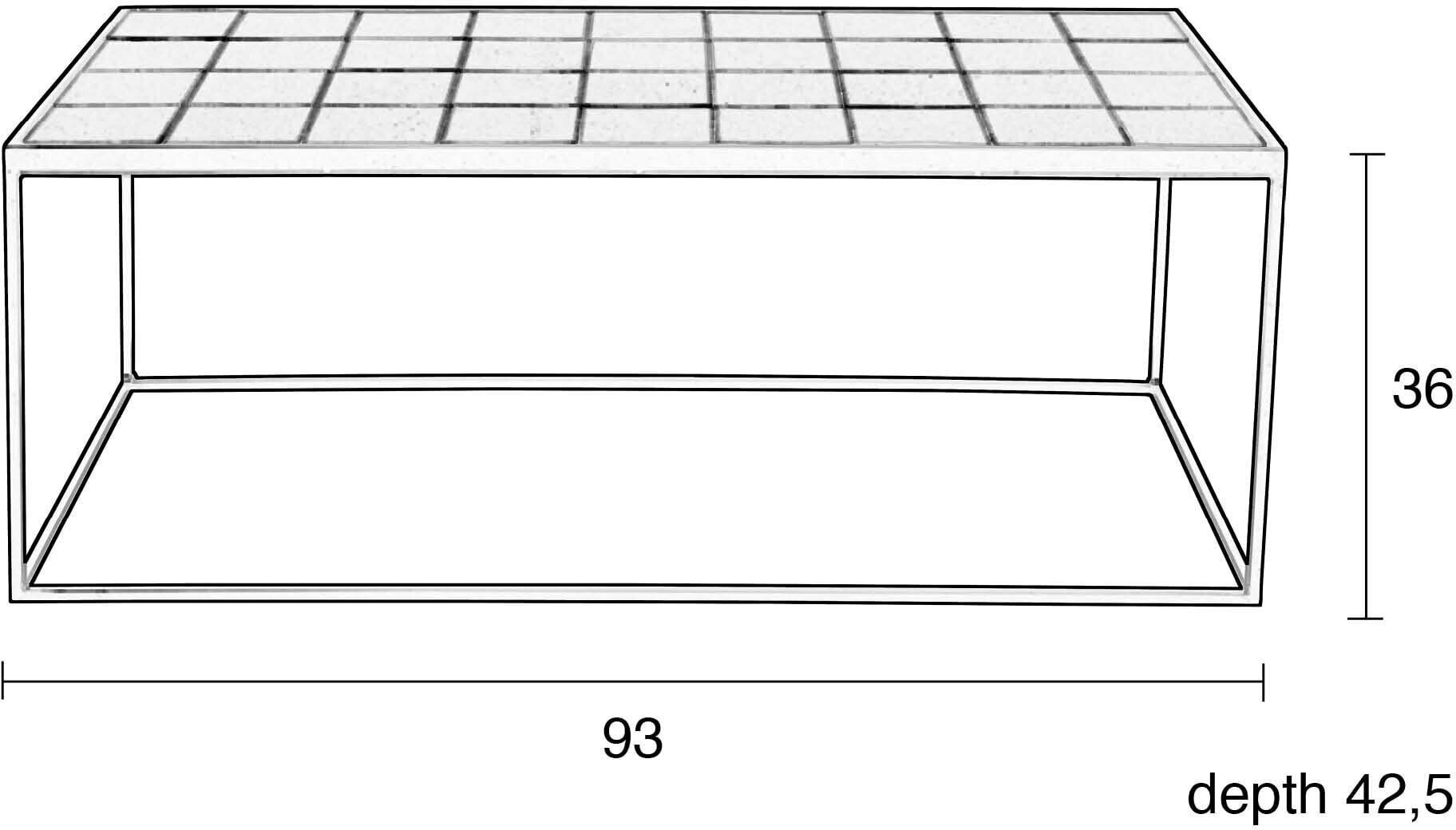 Zuiver Salontafel 'Glazed' Keramiek, 93 x 43cm, kleur Zwart
