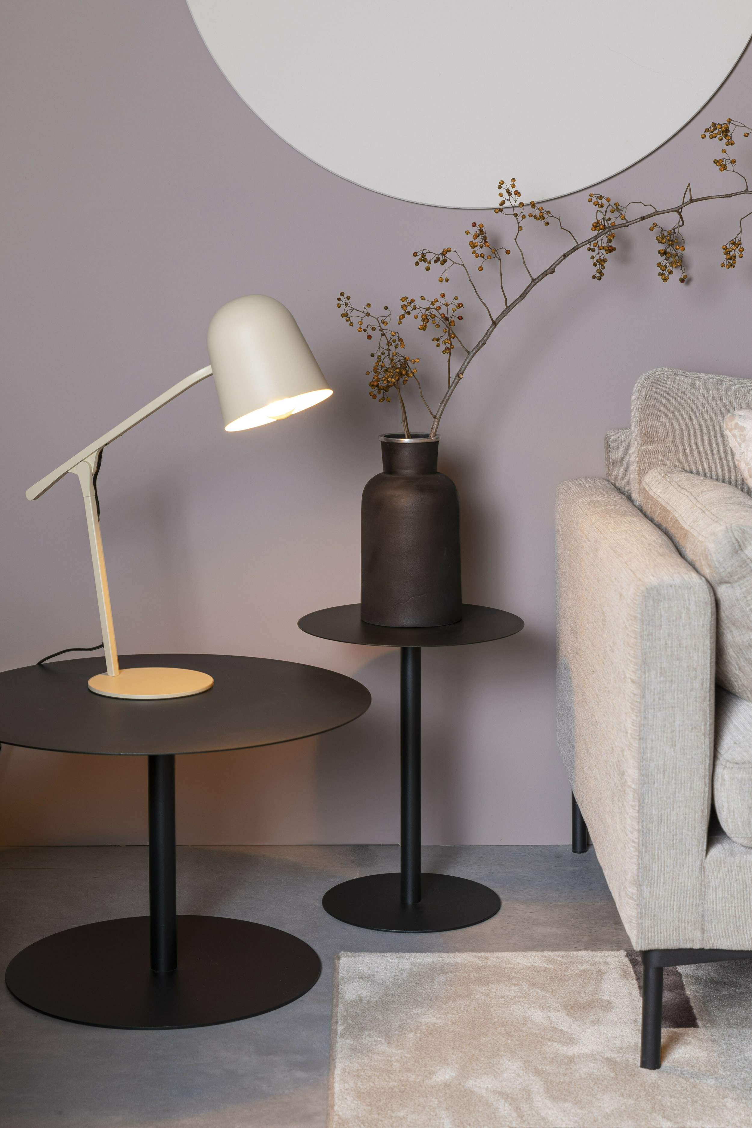 Zuiver Ronde Bijzettafel 'Snow' Staal, 35cm, kleur Zwart