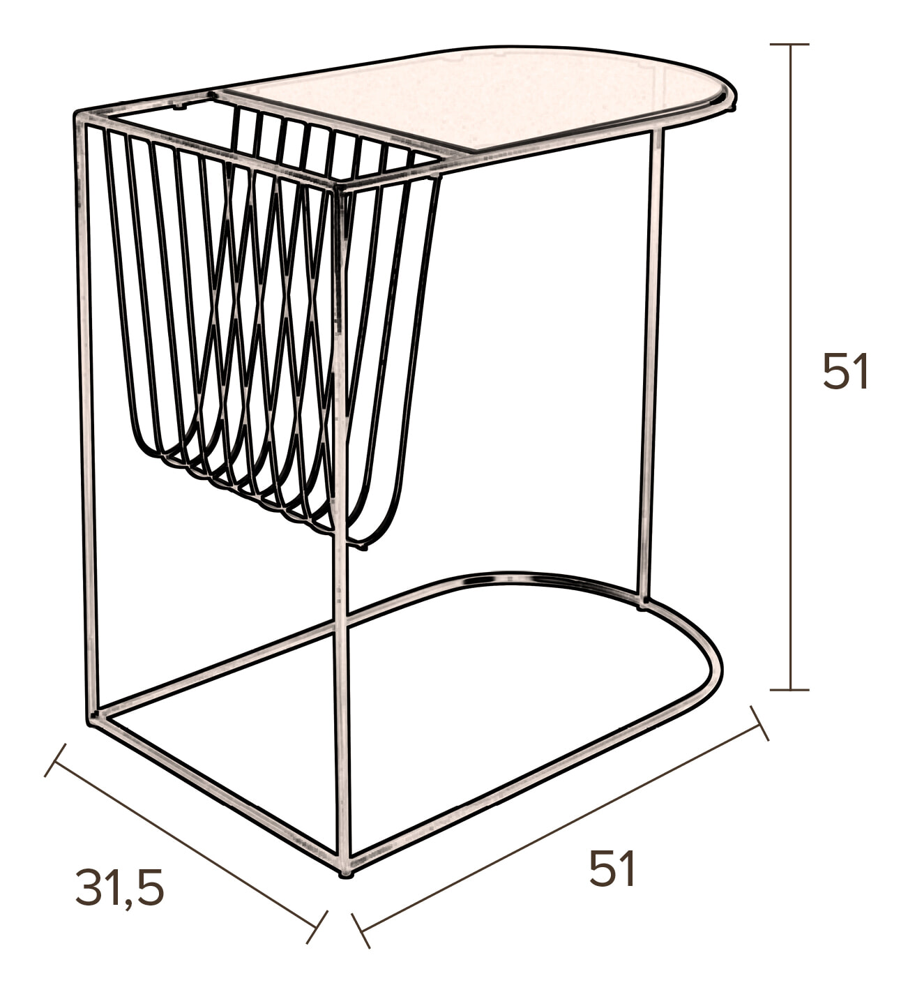 Dutchbone Bijzettafel 'Eileen' met tijdschriftenhouder