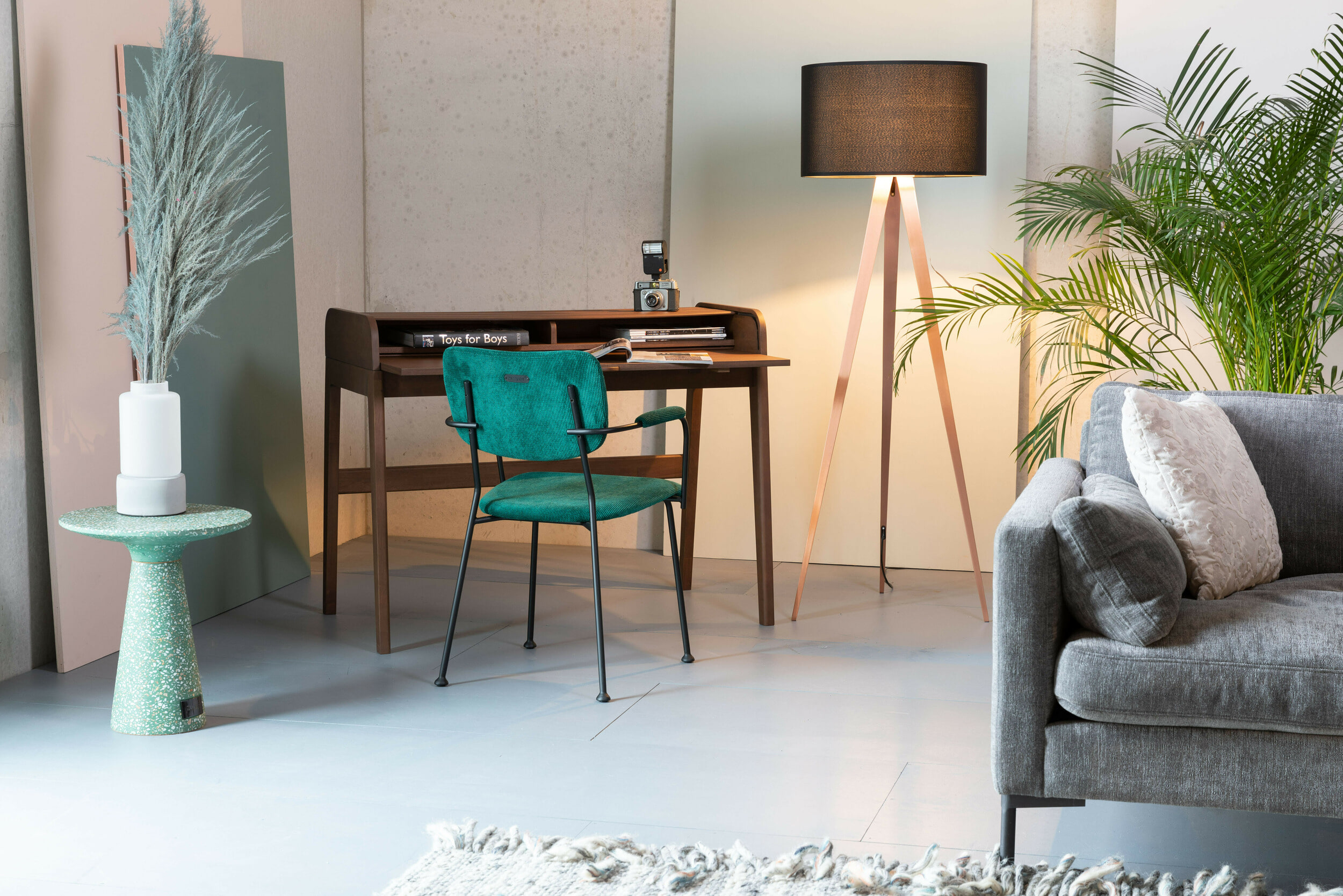 Zuiver Ronde Bijzettafel 'Victoria' Terrazzo, 41cm, kleur Groen