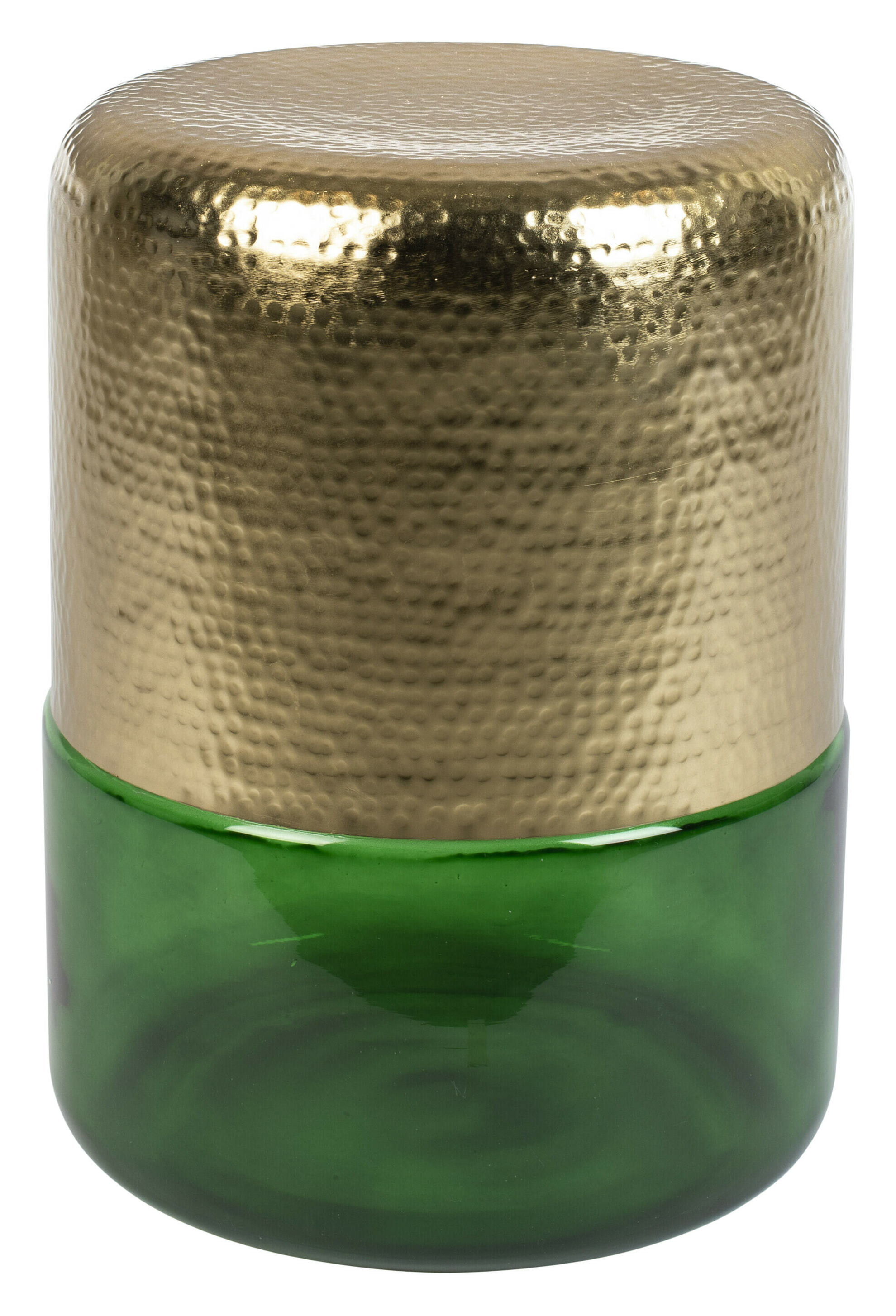 Dutchbone Bijzettafel 'Cave' IJzer en glas, 35cm, kleur Groen