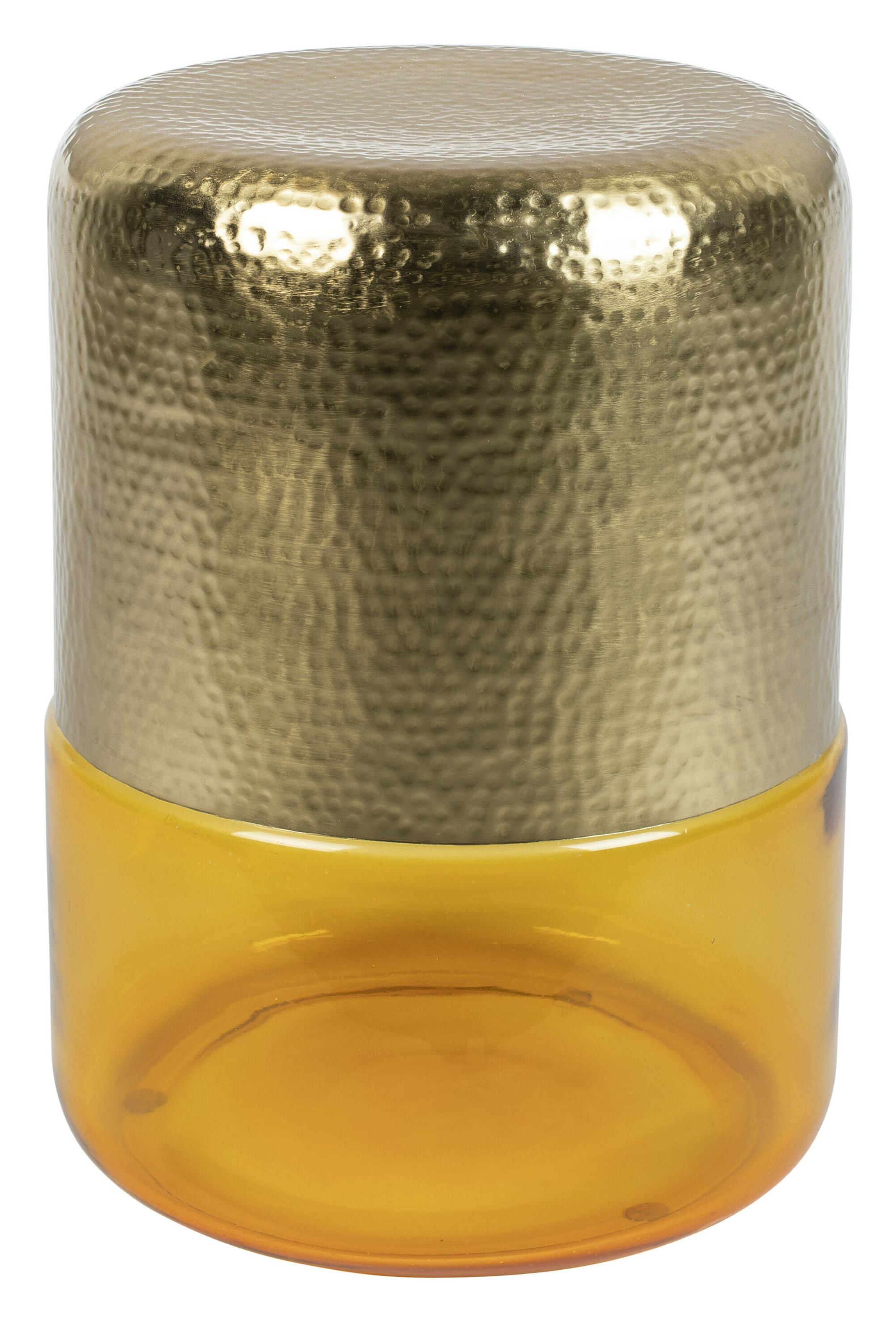 Dutchbone Bijzettafel 'Cave' IJzer en glas, 35cm, kleur Amber