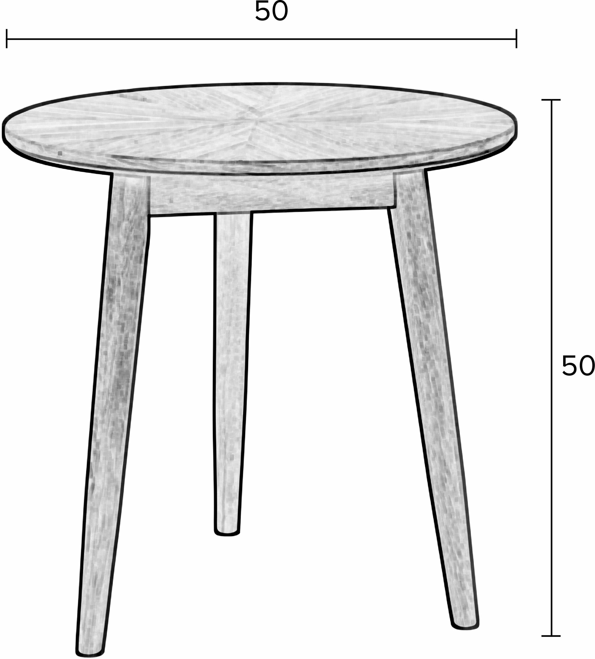ZILT Ronde Bijzettafel 'Memo' Eikenhout, 50cm, kleur Naturel