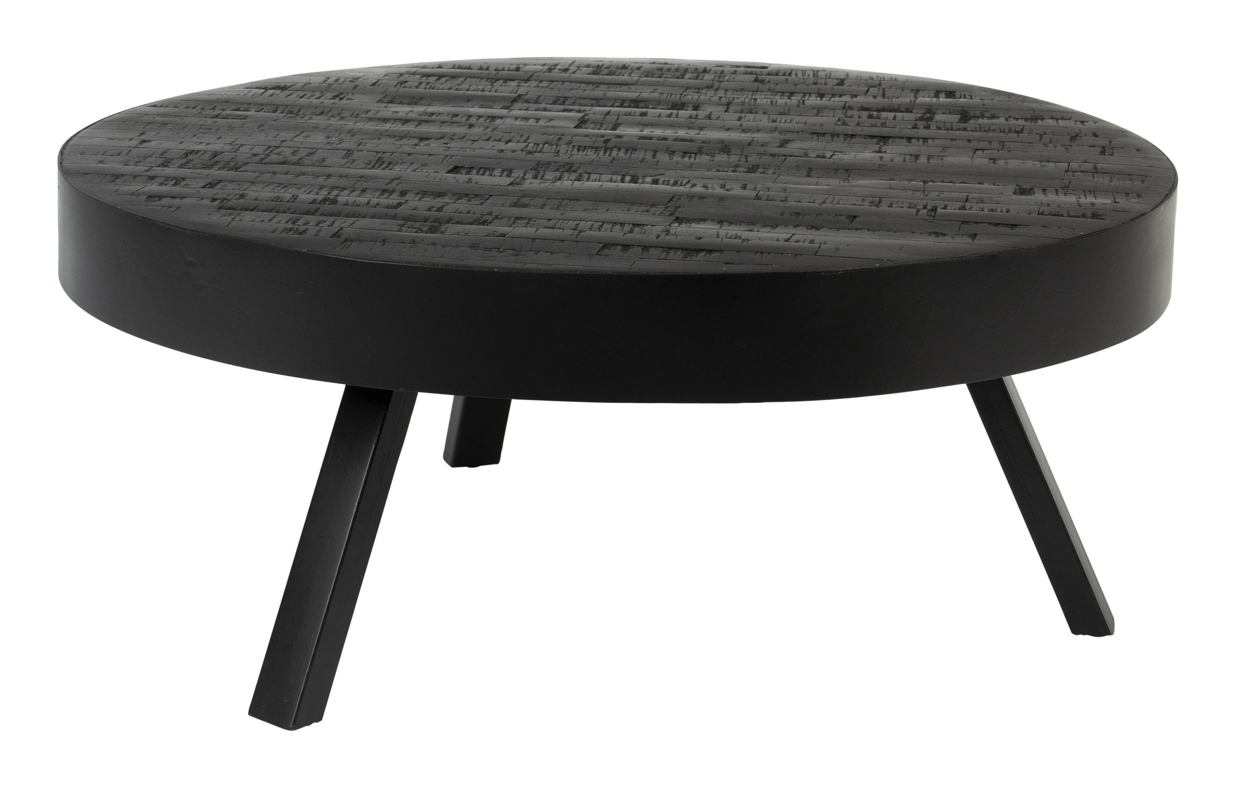 ZILT Ronde Salontafel 'Raudel' Teakhout, 74cm, kleur Zwart