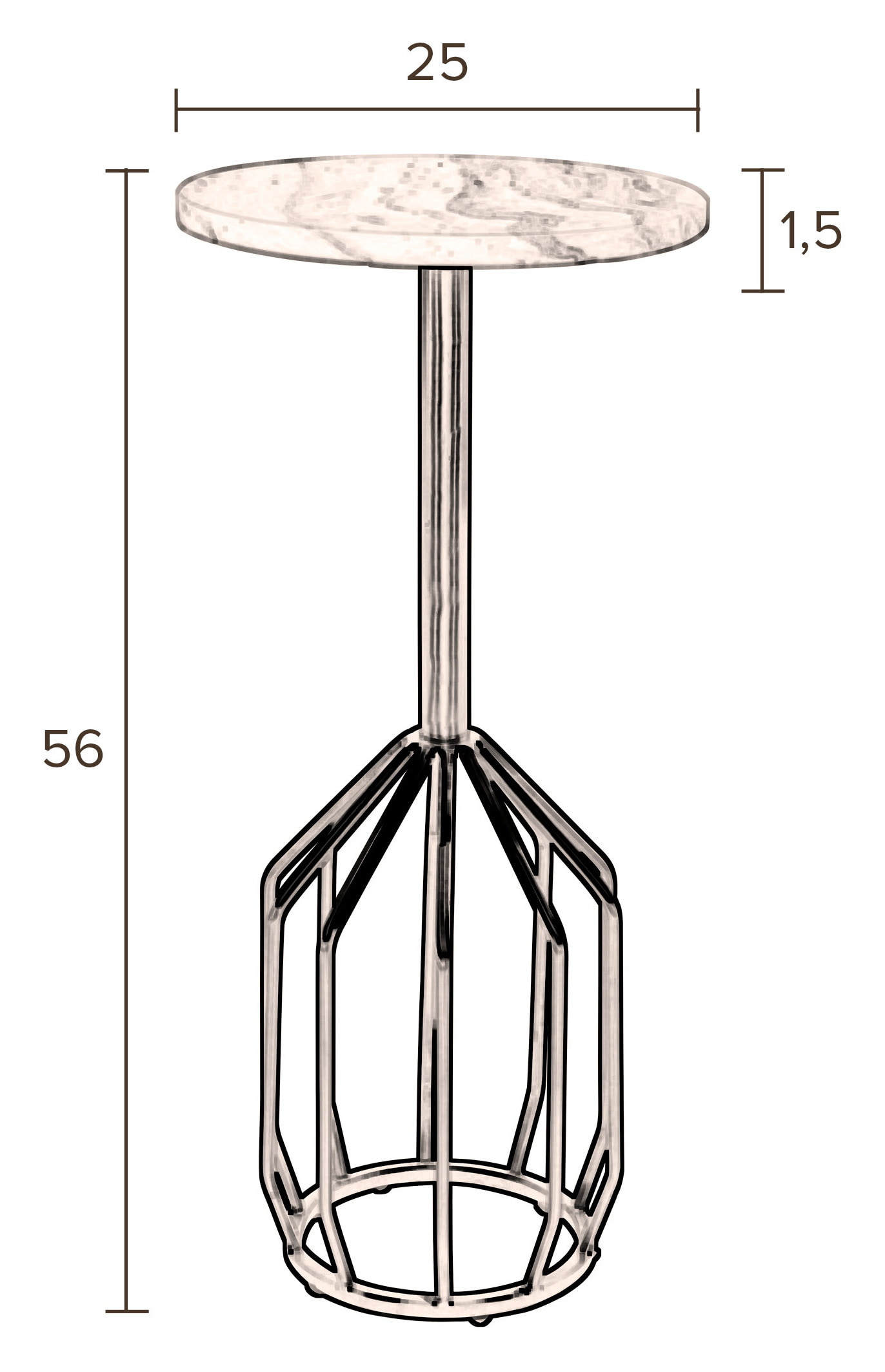 Dutchbone Bijzettafel 'Salerno' Marmer, 56cm hoog
