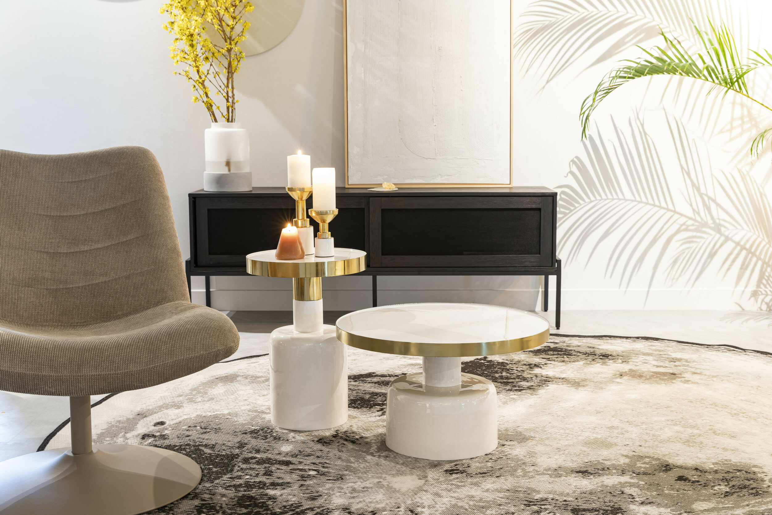 Zuiver Ronde Salontafel 'Glam' 60cm, kleur Wit