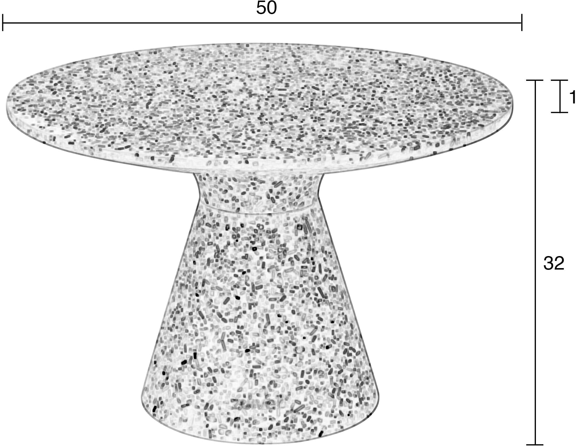 Zuiver Ronde Salontafel 'Victoria' Terrazzo, 50cm, kleur Wit
