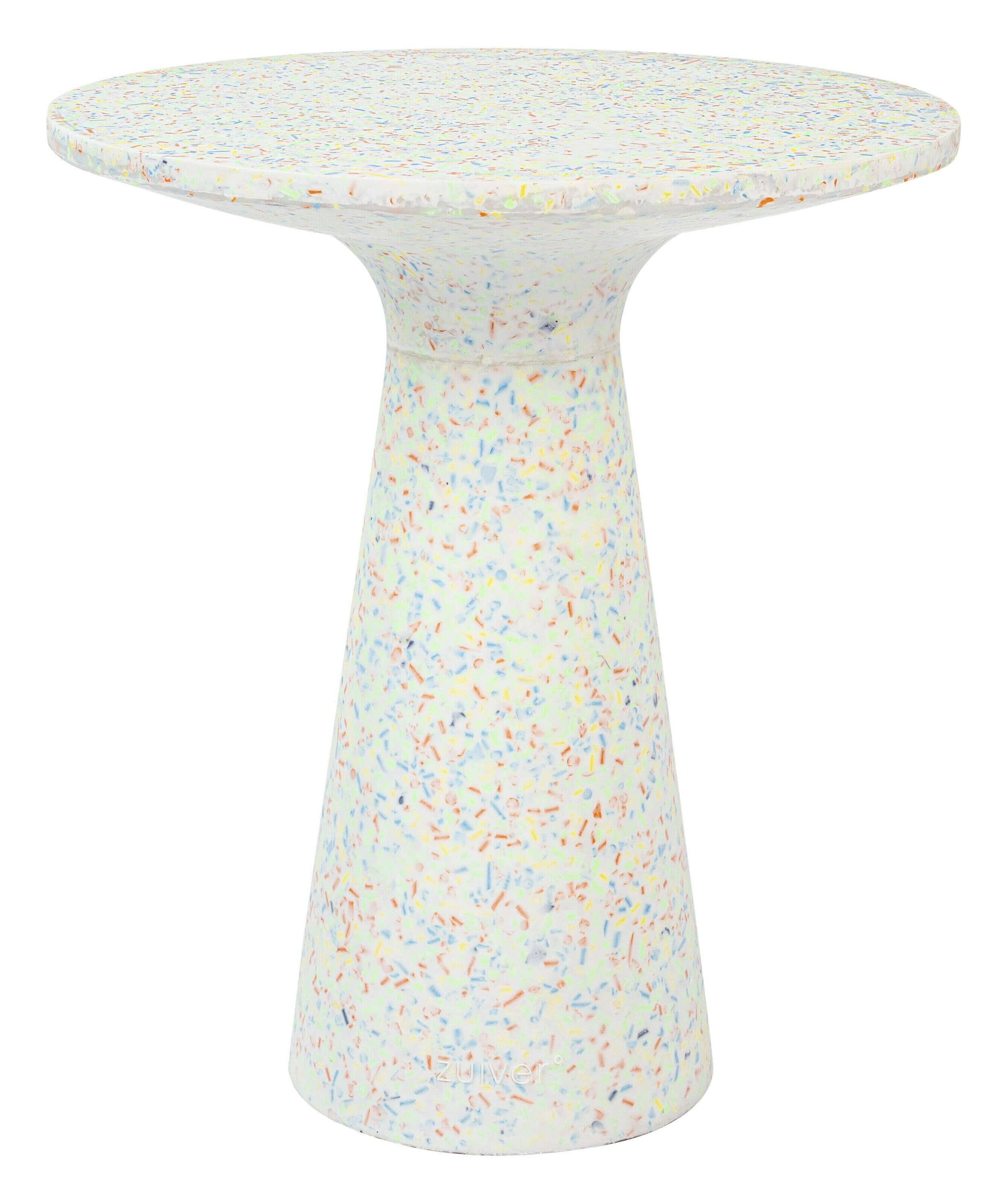 Zuiver Ronde Bijzettafel 'Victoria' Terrazzo, kleur Wit