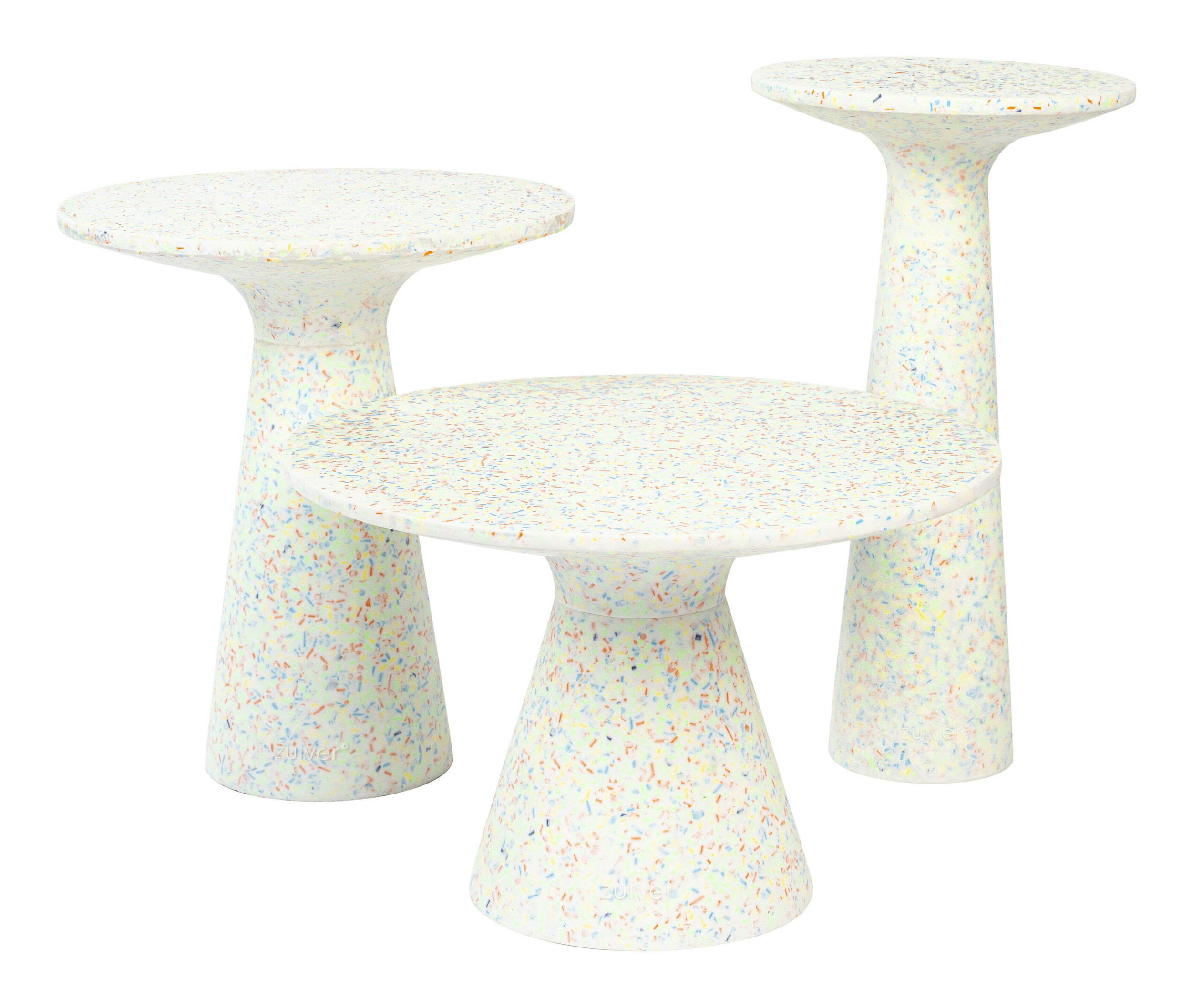Zuiver Ronde Bijzettafel 'Victoria' Terrazzo, 45cm hoog, kleur Wit