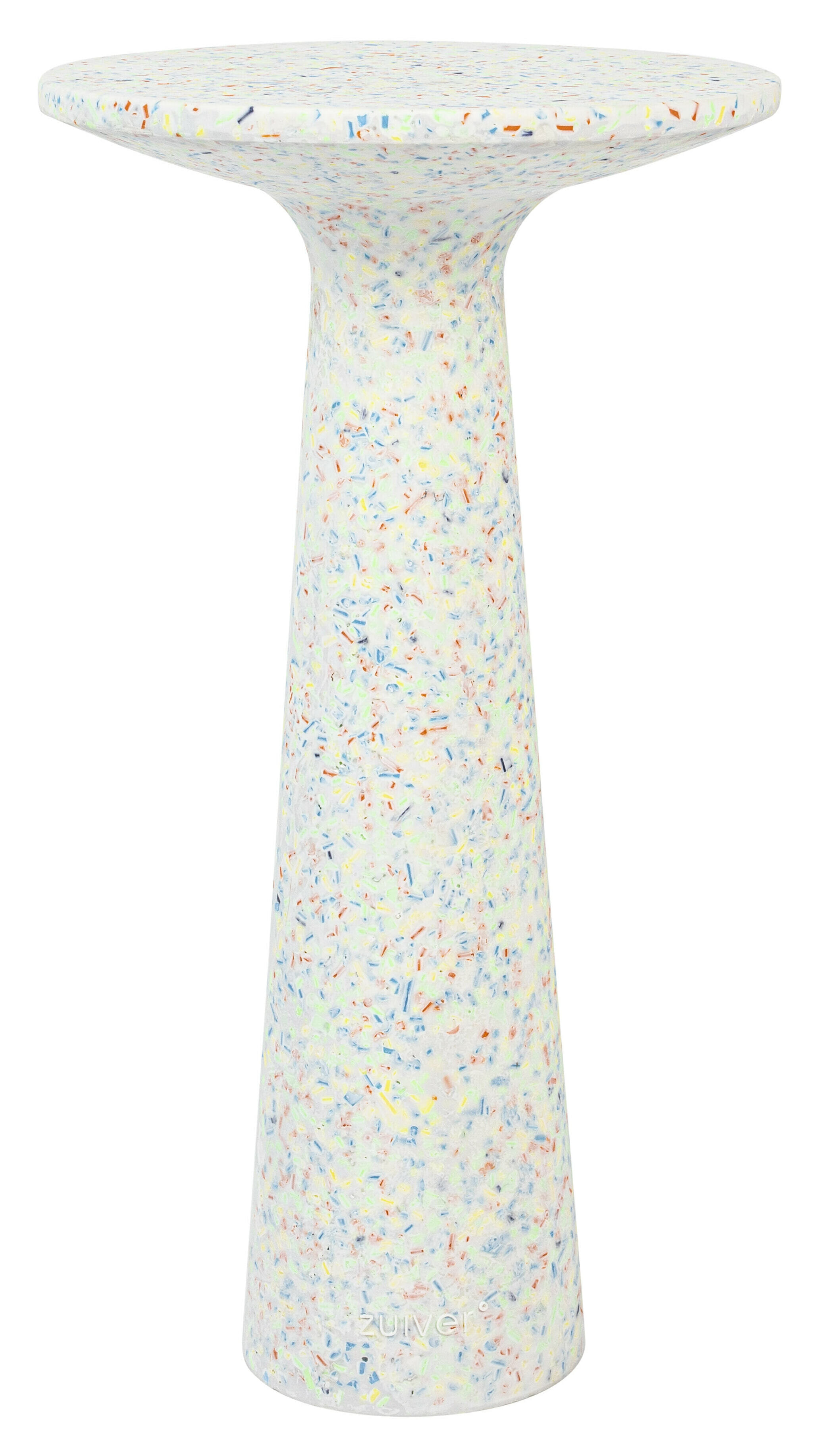 Zuiver Ronde Bijzettafel Victoria Terrazzo, 56cm hoog - Wit