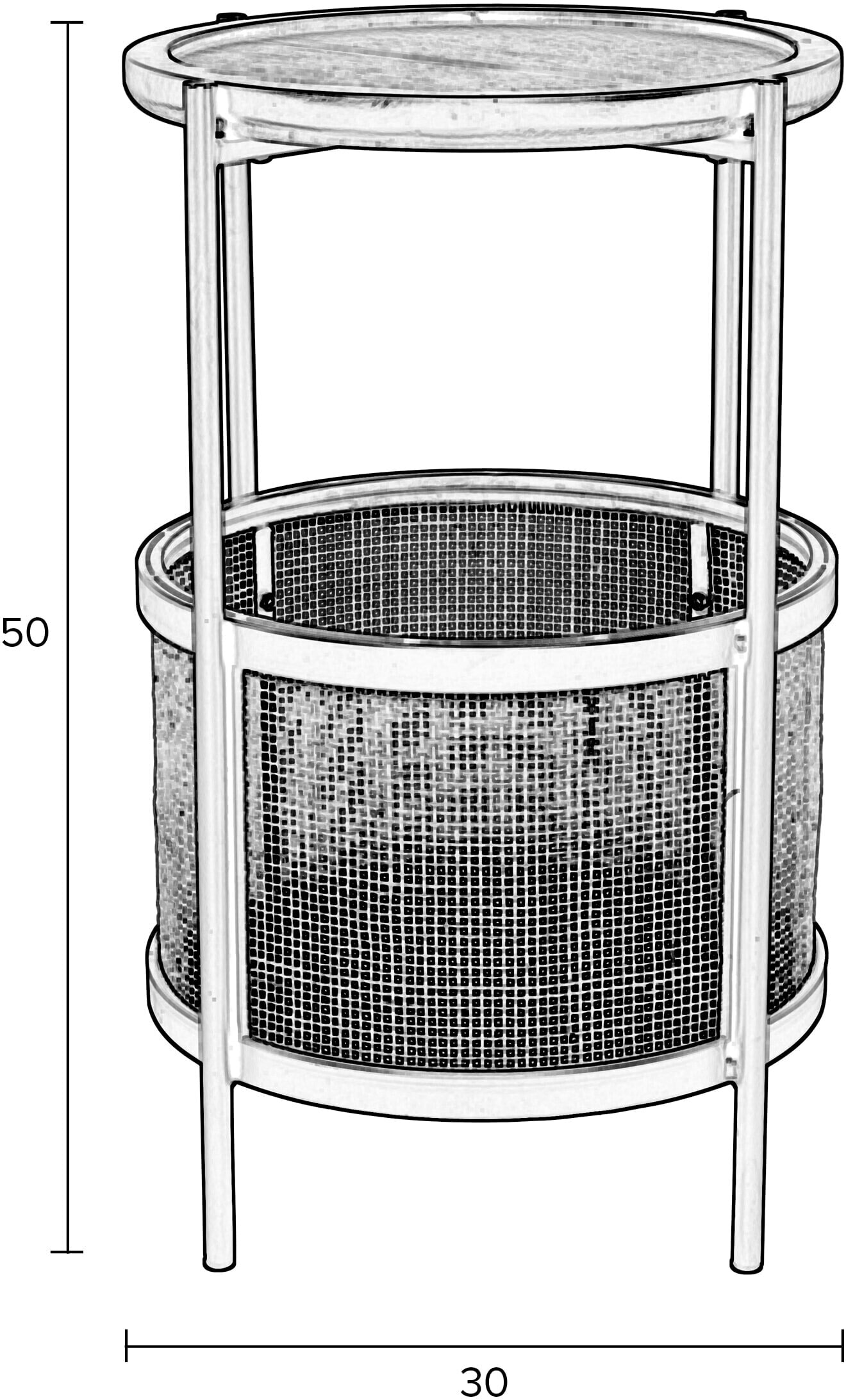 ZILT Ronde Bijzettafel 'Maddie' Rotan, kleur Zwart
