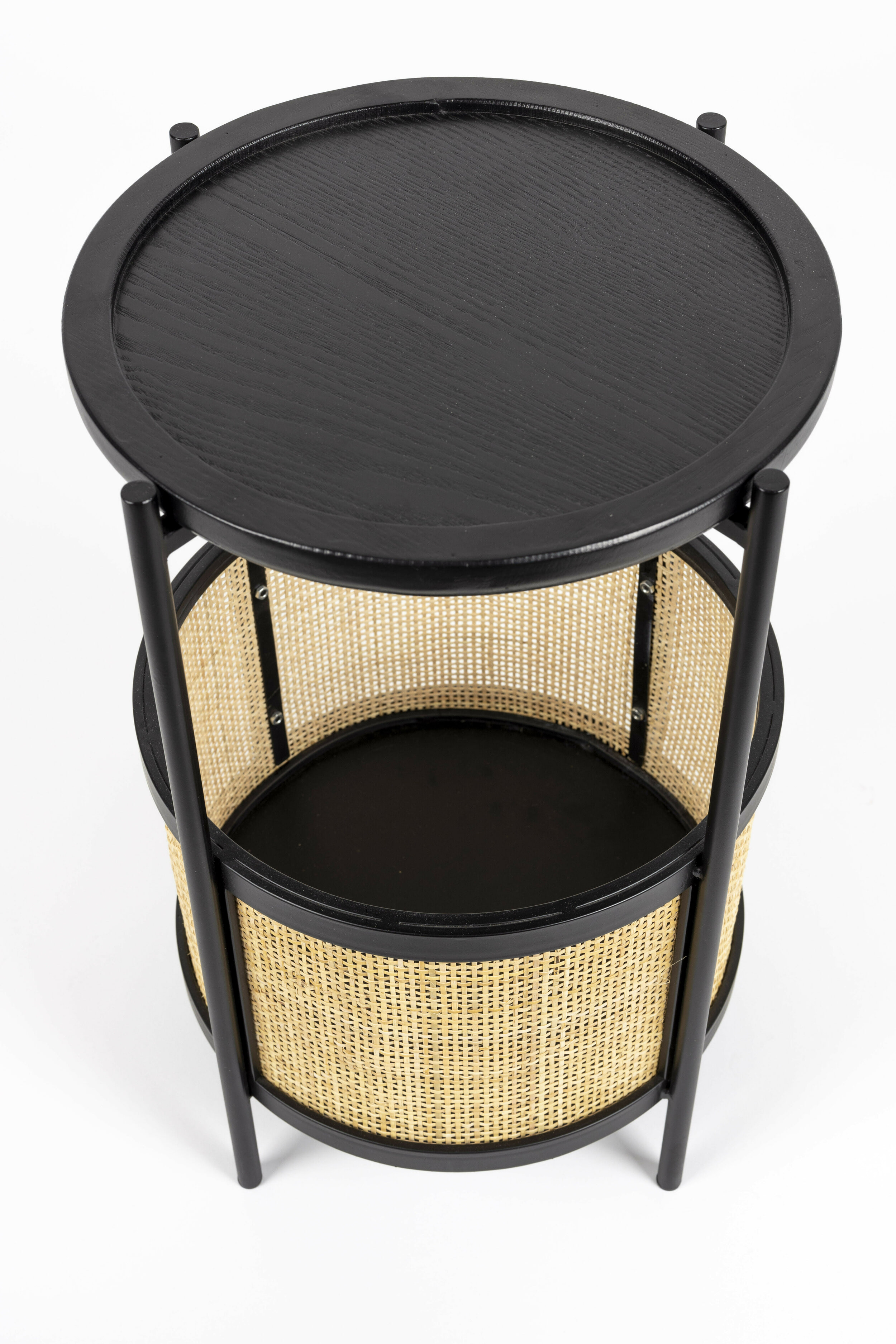 ZILT Ronde Bijzettafel 'Maddie' Rotan, kleur Zwart