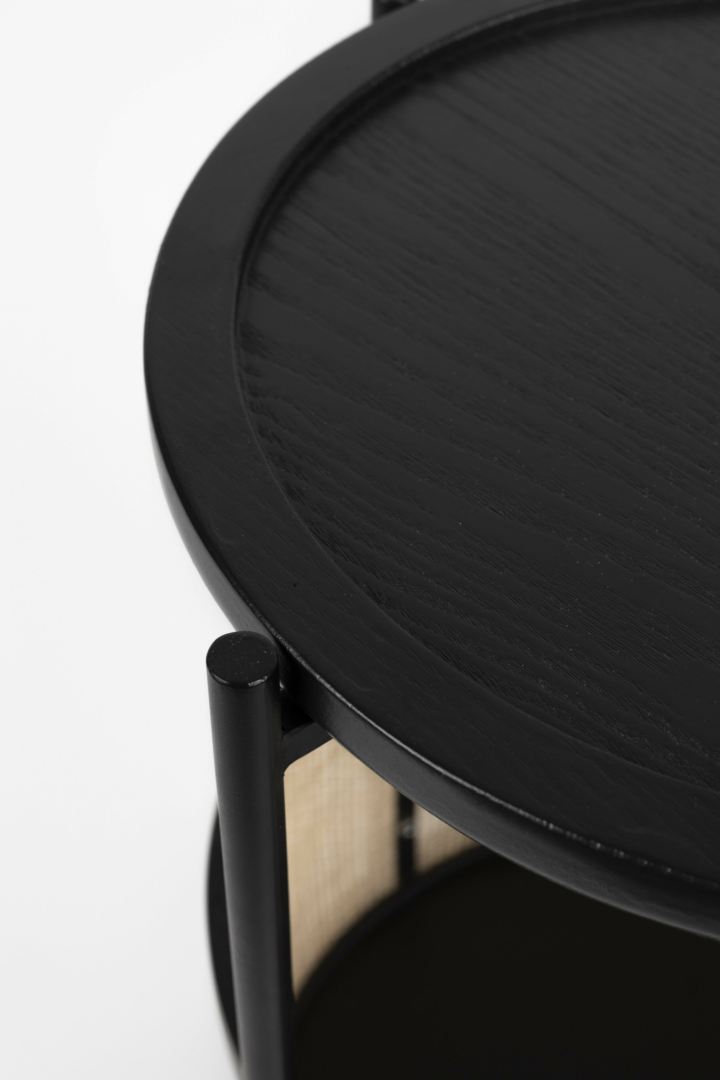 ZILT Ronde Bijzettafel 'Maddie' Rotan, kleur Zwart