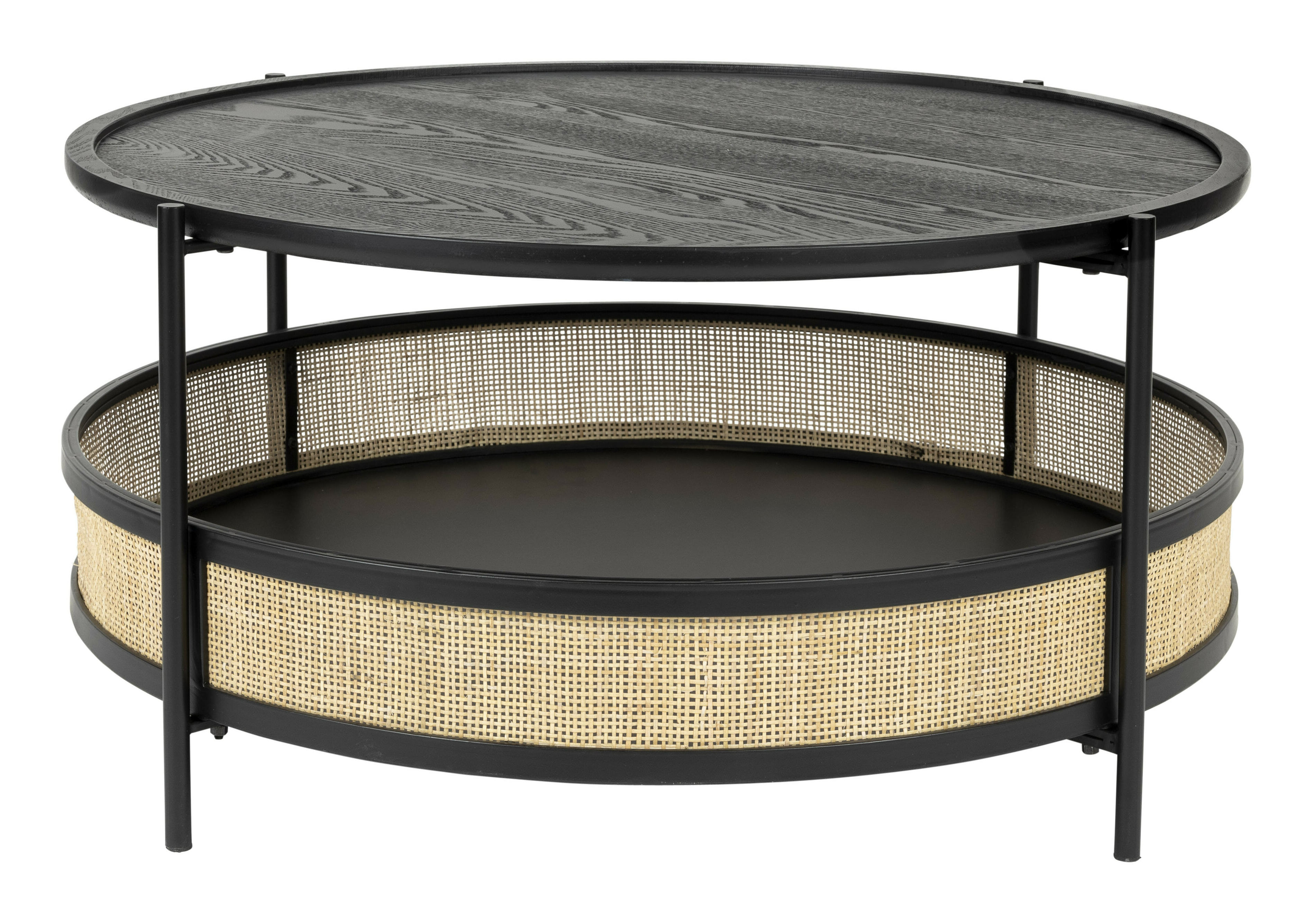 ZILT Ronde Salontafel 'Maddie' Rotan, kleur Zwart