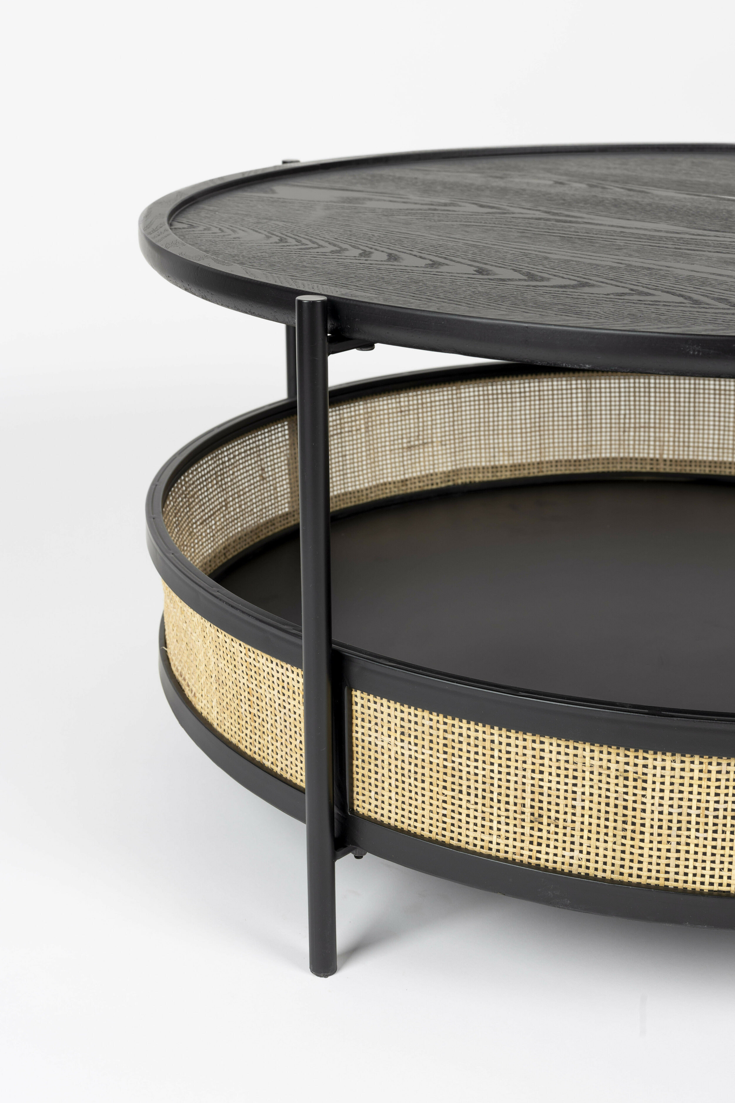 ZILT Ronde Salontafel 'Maddie' Rotan, kleur Zwart