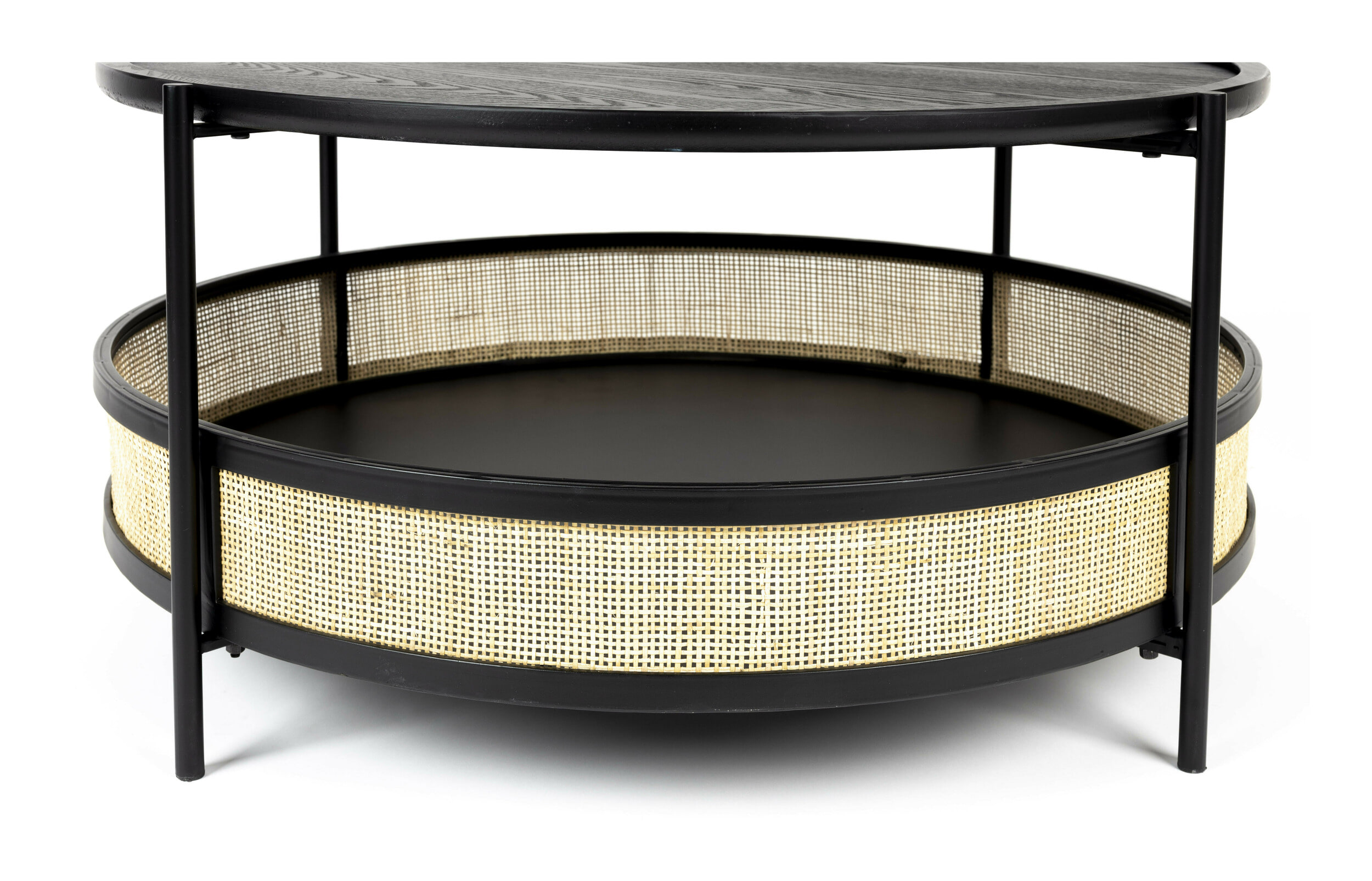 ZILT Ronde Salontafel 'Maddie' Rotan, kleur Zwart