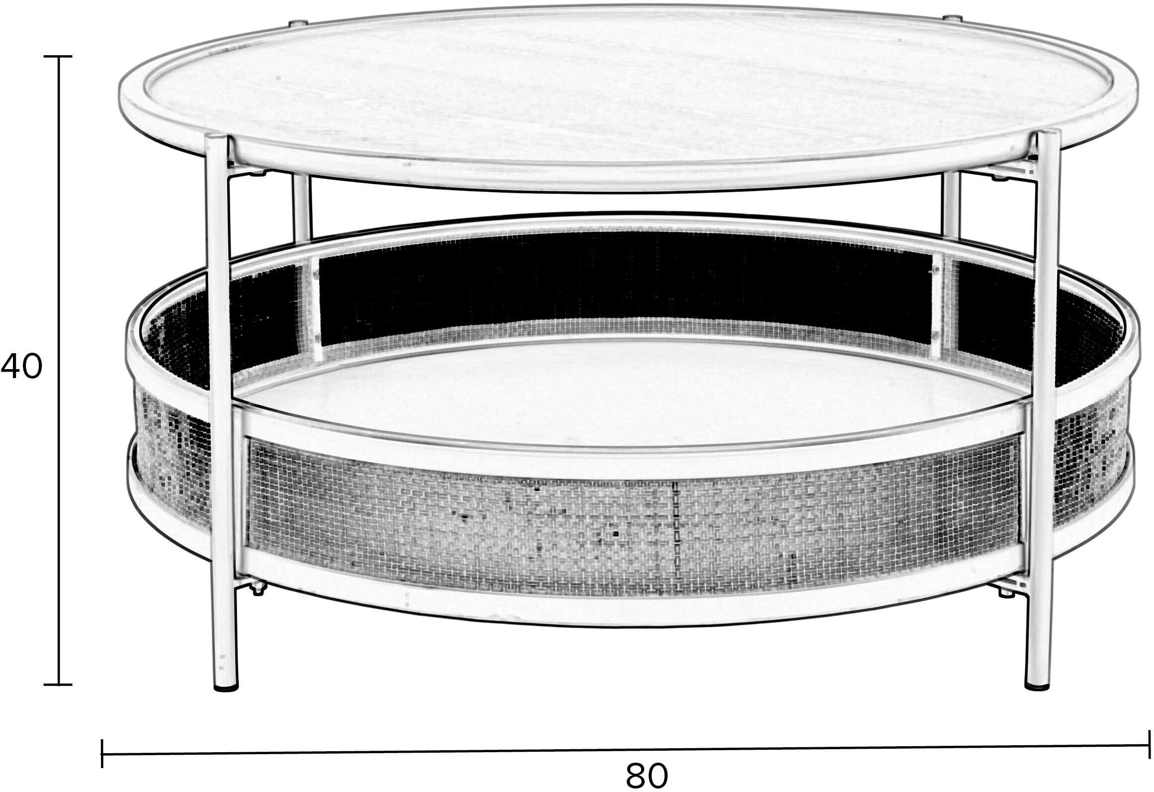 ZILT Ronde Salontafel 'Maddie' Rotan, kleur Zwart