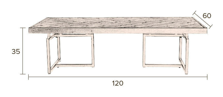 Dutchbone Salontafel 'Class' Eikenhout, 120 x 60cm, kleur Naturel