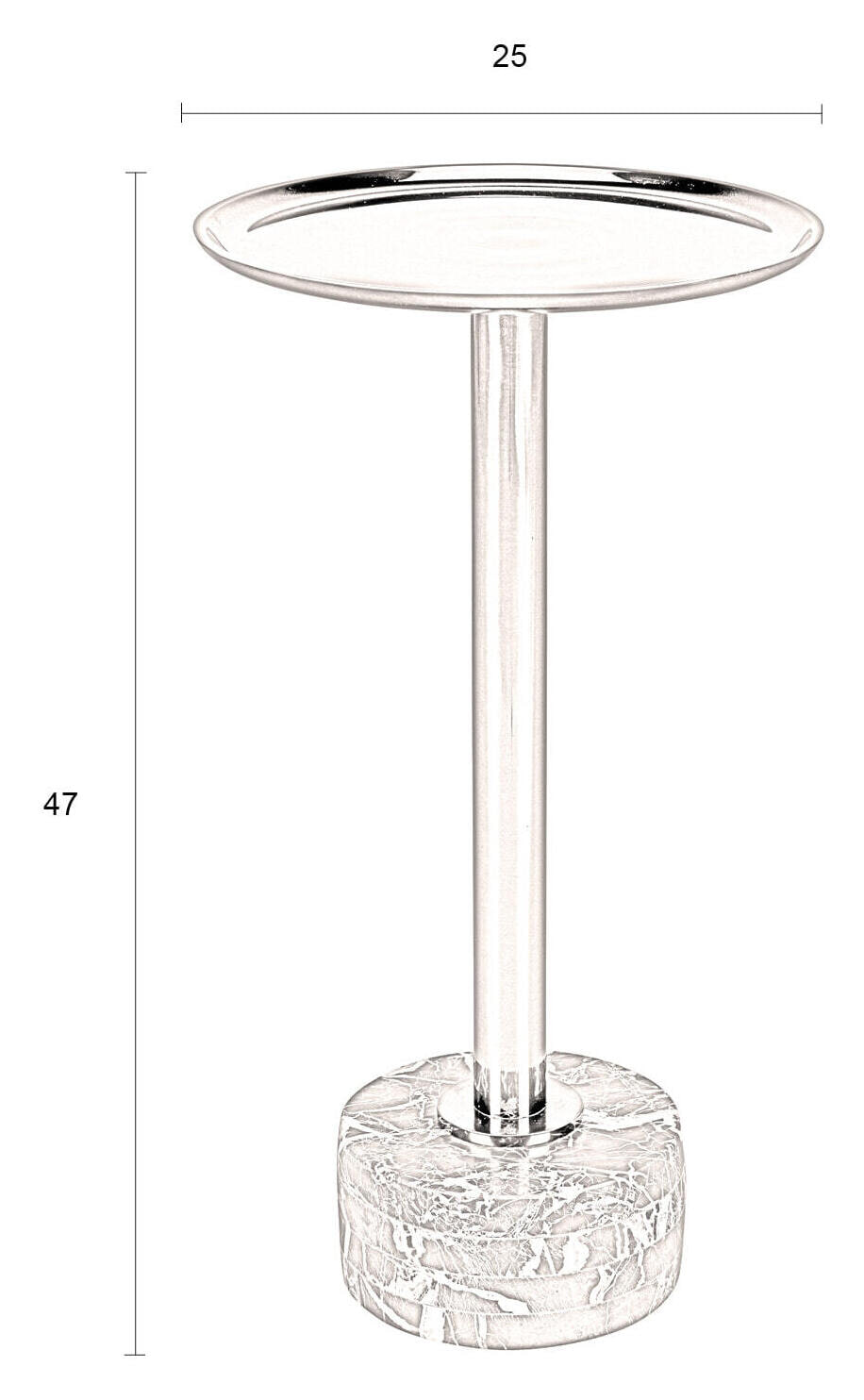 Dutchbone Ronde Bijzettafel 'Pose' Marmer, 25cm