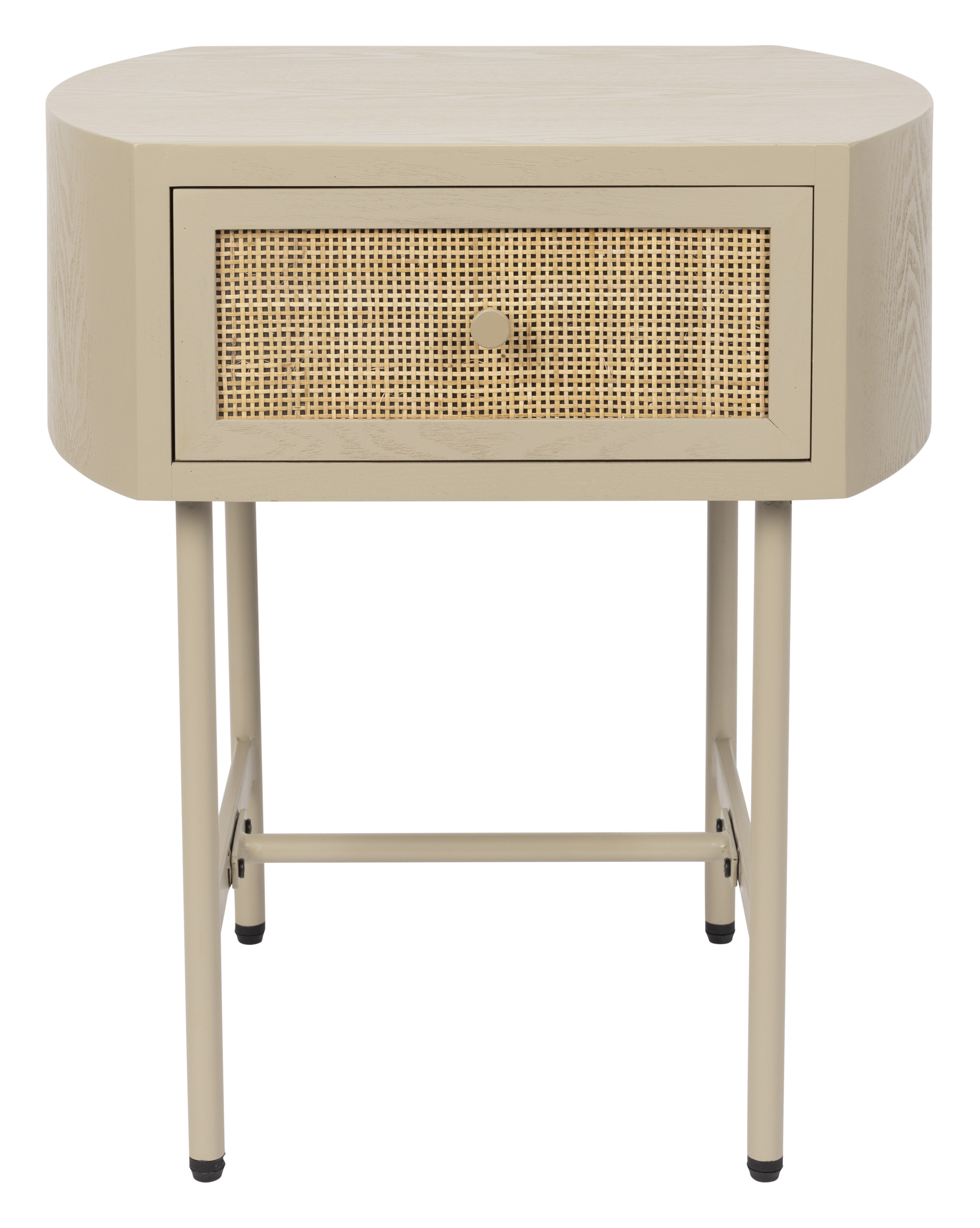 ZILT Bijzettafel / Nachtkastje 'Meja' Rattan / Webbing, Met 1 lade, kleur beige