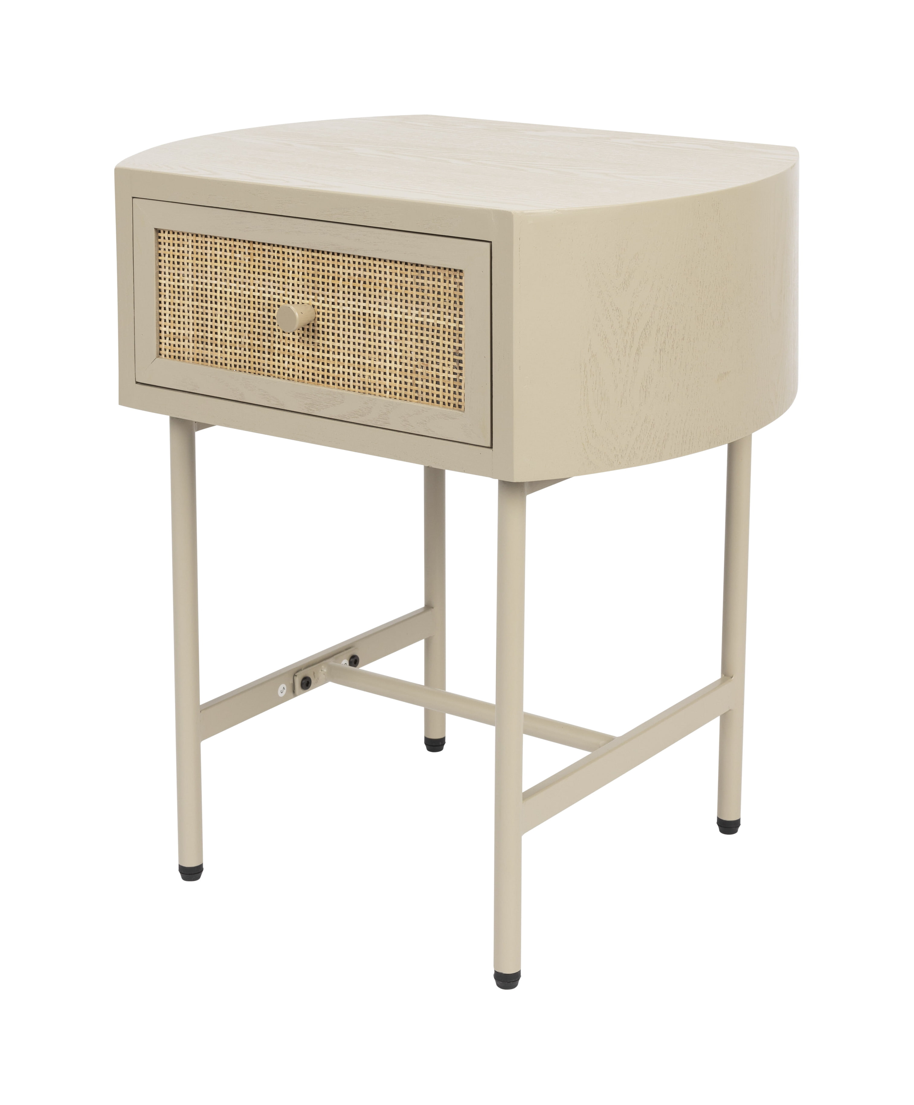 ZILT Bijzettafel / Nachtkastje 'Meja' Rattan / Webbing, Met 1 lade, kleur beige