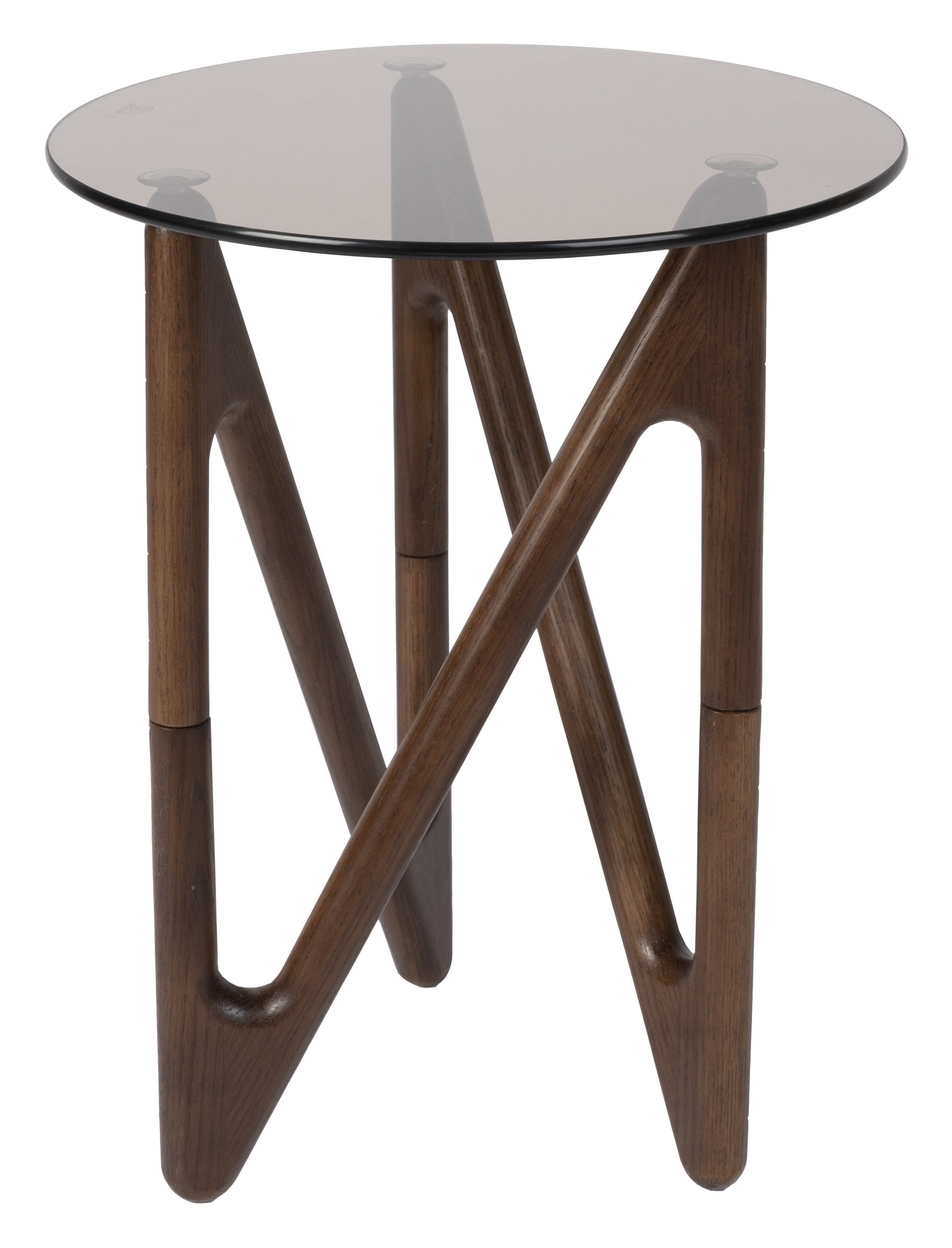 Dutchbone Ronde Bijzettafel 'Naia' Eikenhout en glas, 40cm, kleur Bruin