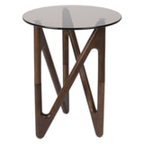 Dutchbone Ronde Bijzettafel 'Naia' Eikenhout en glas, 40cm, kleur Bruin