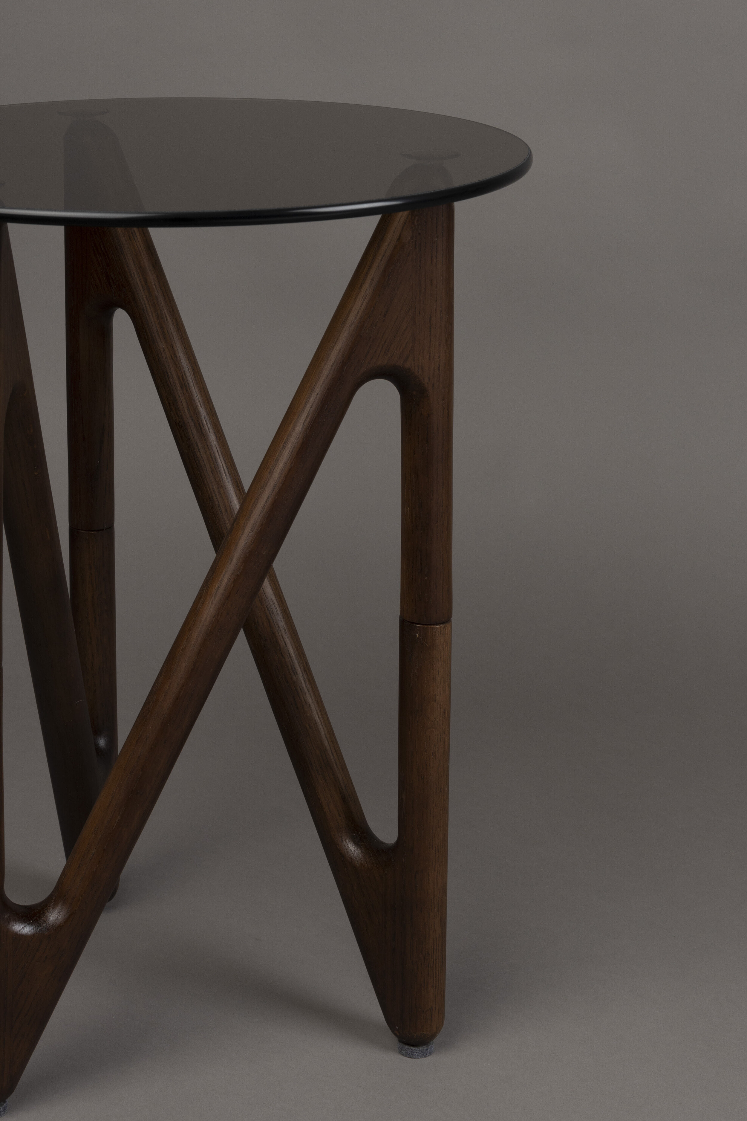 Dutchbone Ronde Bijzettafel 'Naia' Eikenhout en glas, 40cm, kleur Bruin