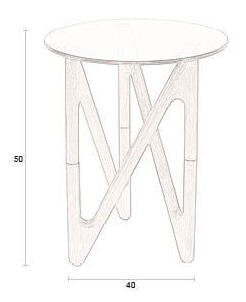 Dutchbone Ronde Bijzettafel 'Naia' Eikenhout en glas, 40cm, kleur Bruin