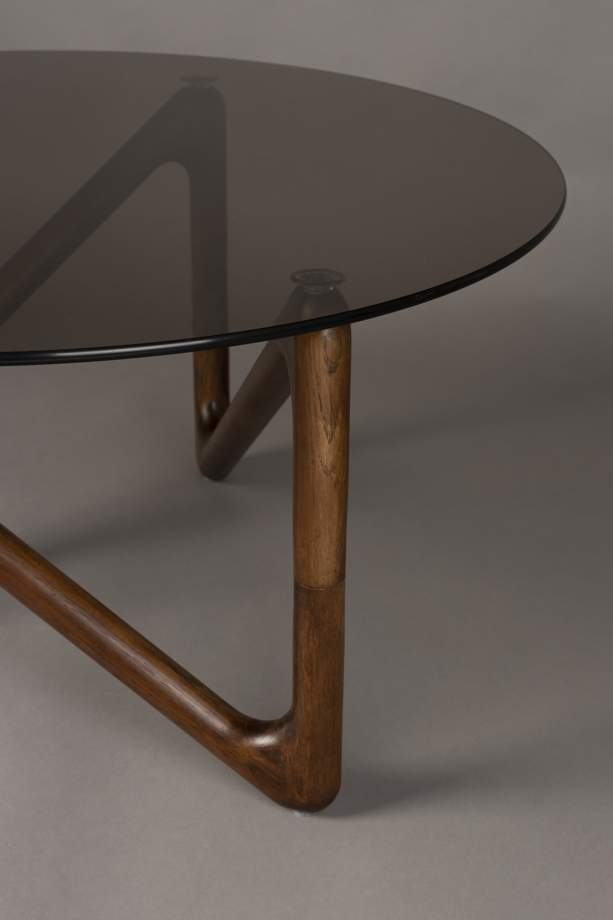 Dutchbone Ronde Salontafel 'Naia' Eikenhout en glas, 80cm, kleur Bruin