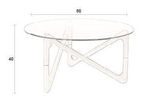 Dutchbone Ronde Salontafel 'Naia' Eikenhout en glas, 80cm, kleur Bruin
