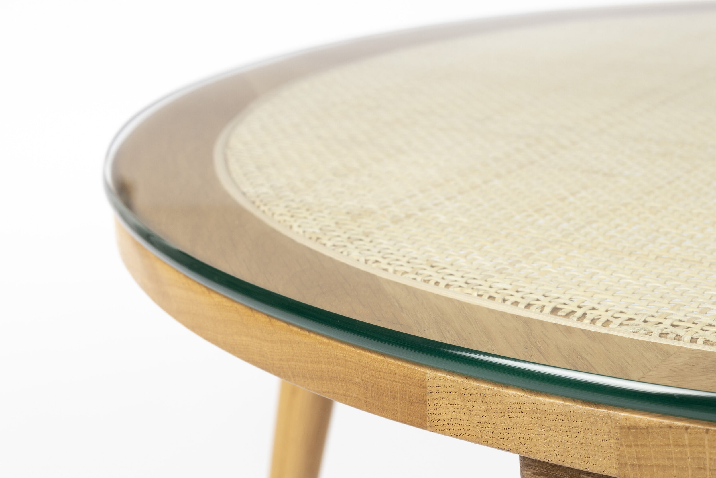 ZILT Ronde Salontafel 'Azalea' Glas en Eikenhout, 70cm