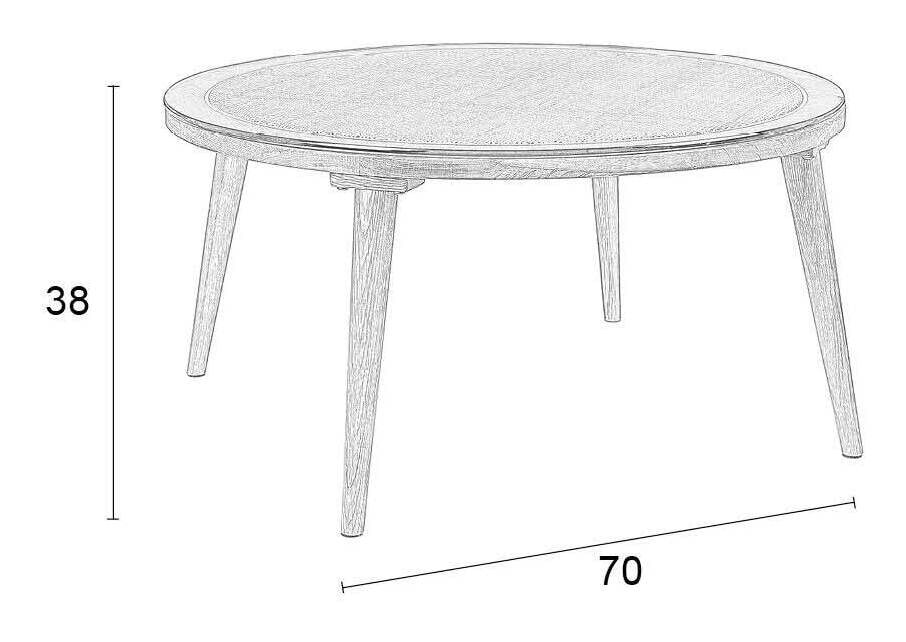 ZILT Ronde Salontafel 'Azalea' Glas en Eikenhout, 70cm