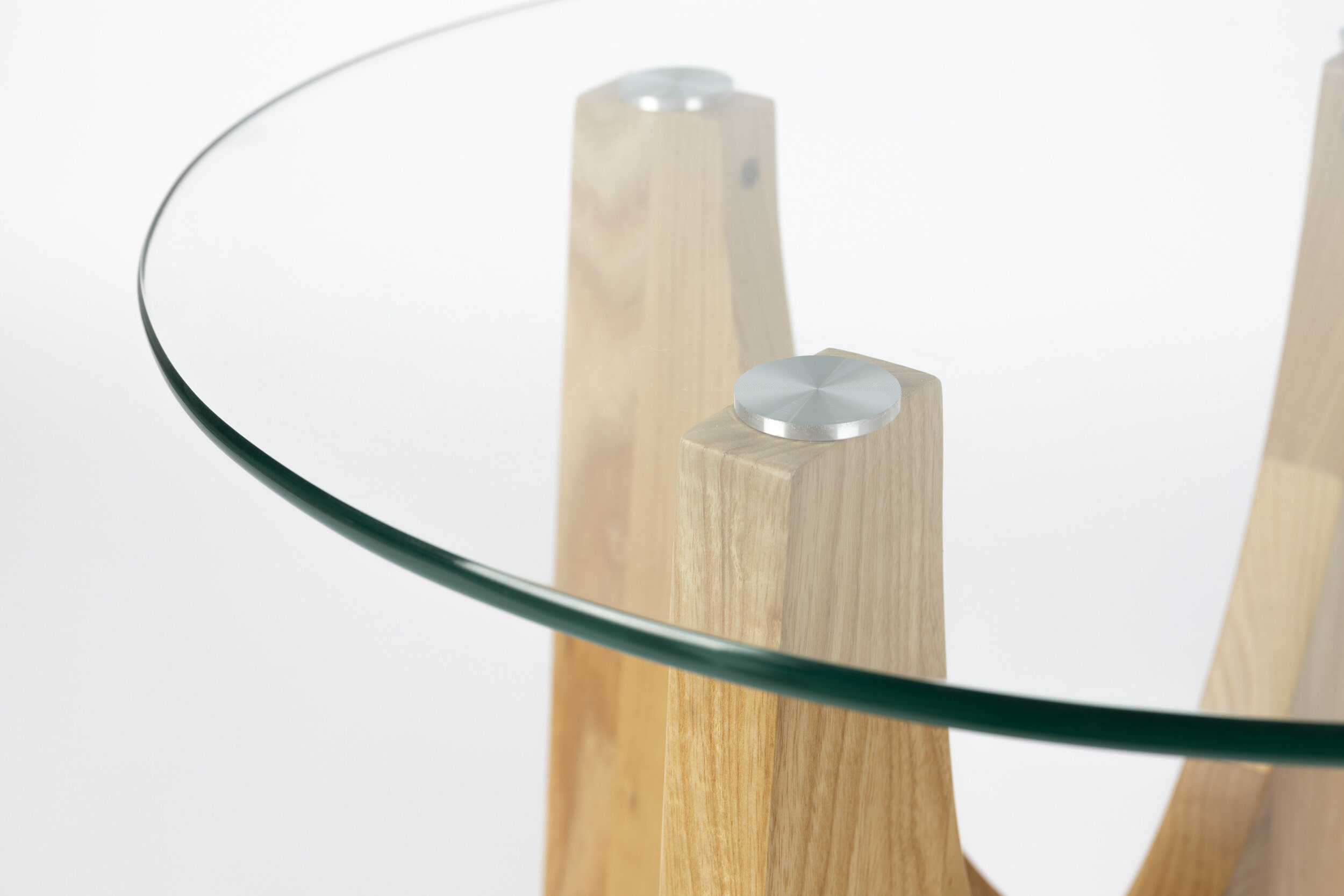 Zuiver Ronde Bijzettafel 'Kobe' Essenhout en glas, 45cm