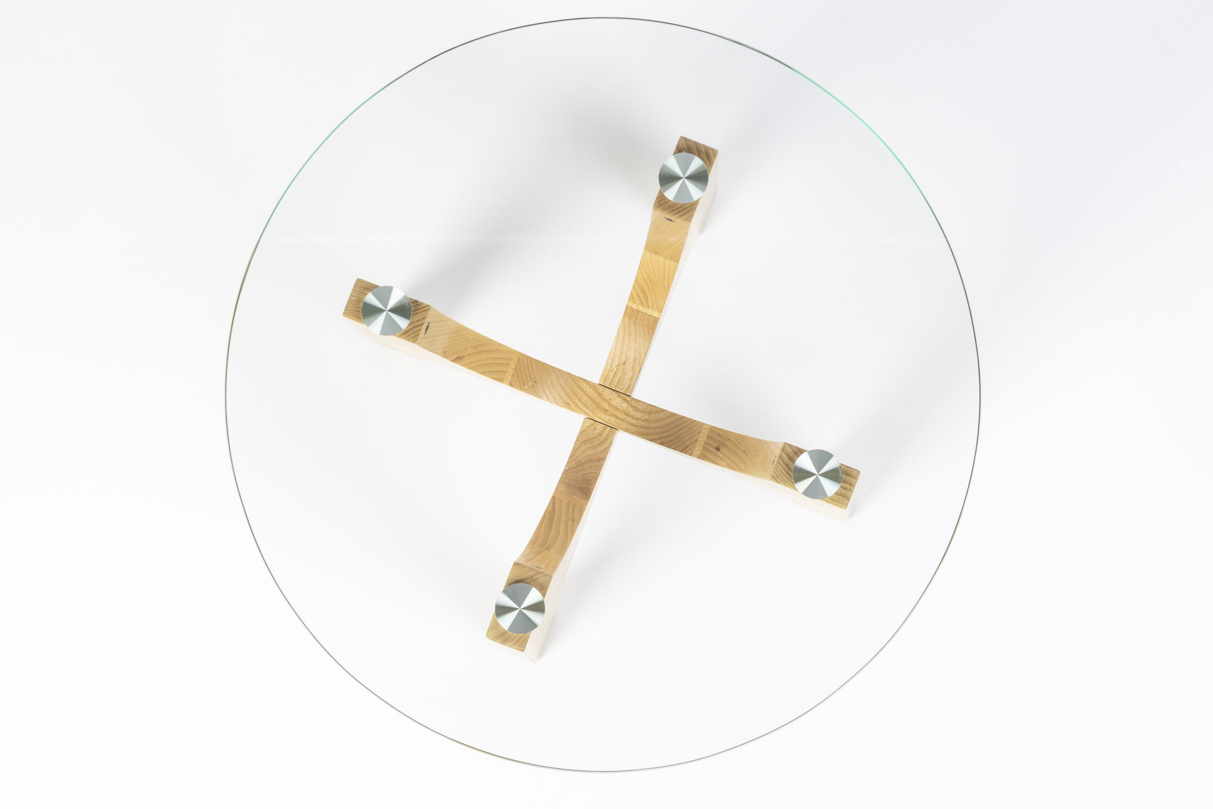 Zuiver Ronde Bijzettafel 'Kobe' Essenhout en glas, 45cm