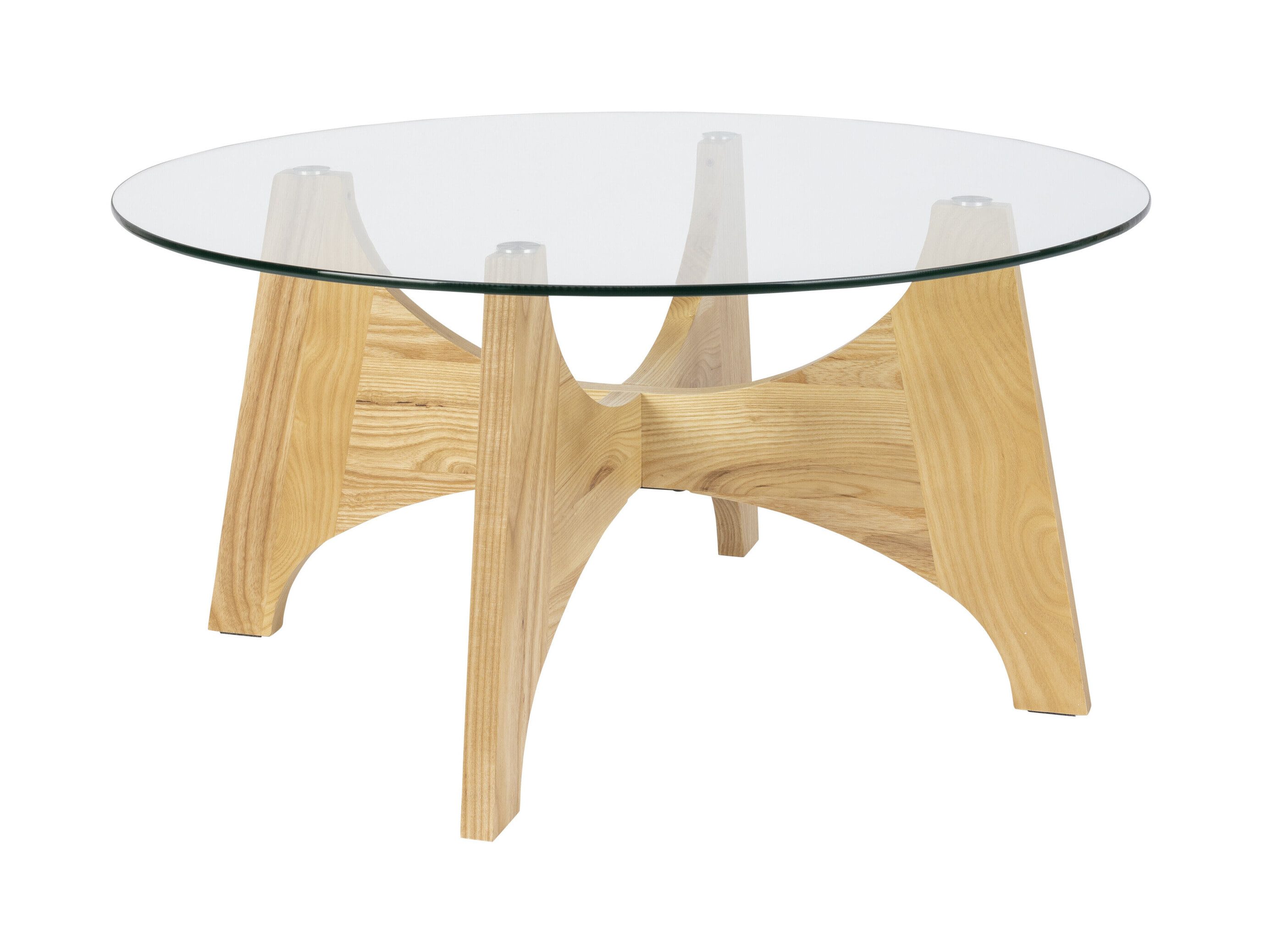 Zuiver Ronde Salontafel Kobe Essenhout en glas, 80cm