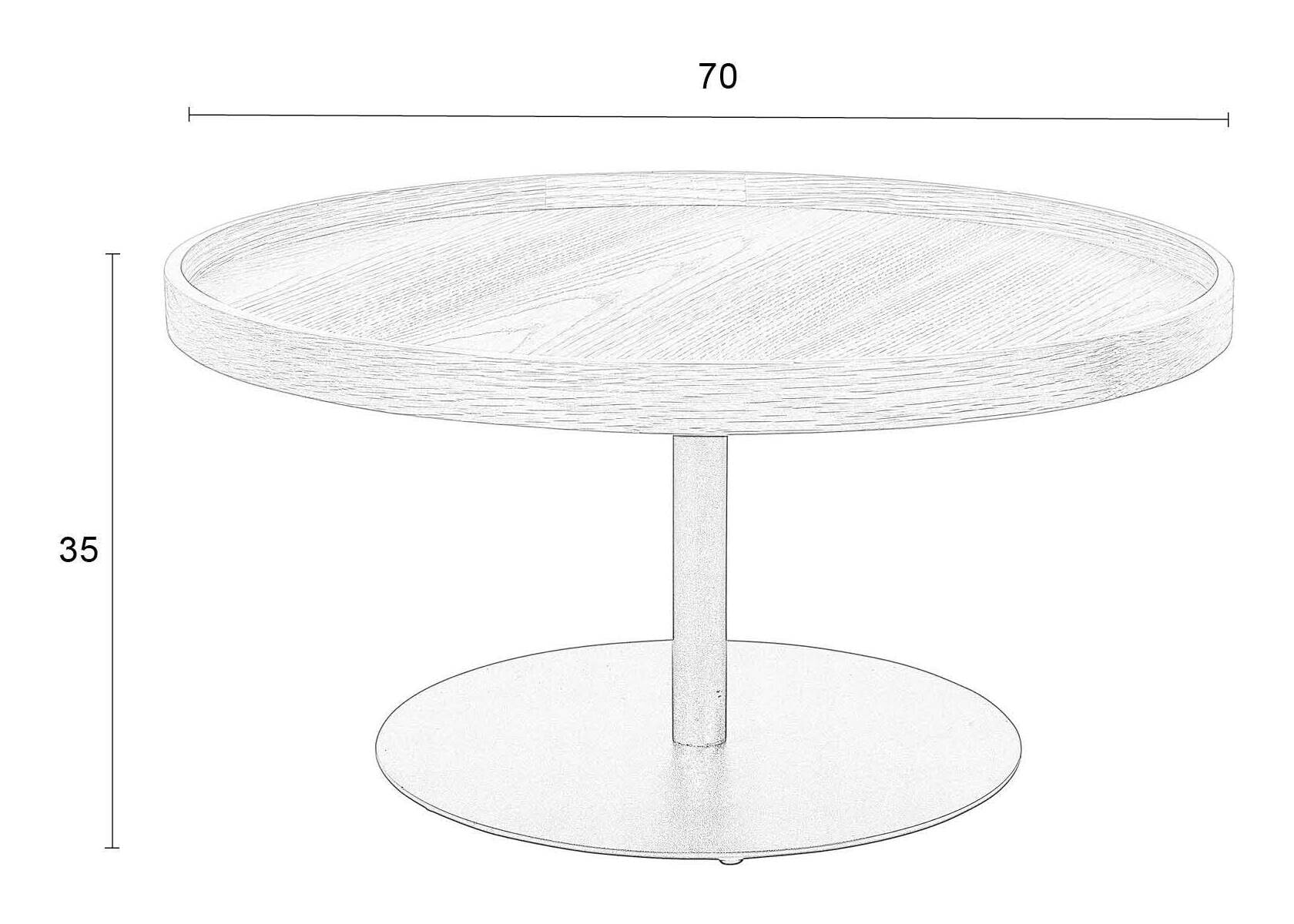 ZILT Ronde Salontafel 'Andreanna' 70cm, kleur Eiken