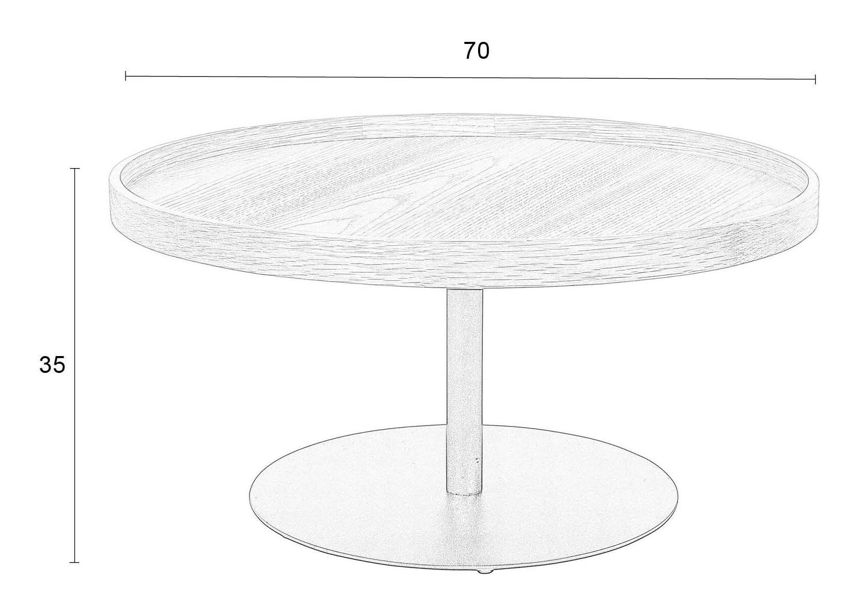 ZILT Ronde Salontafel 'Andreanna' 70cm, kleur Zwart